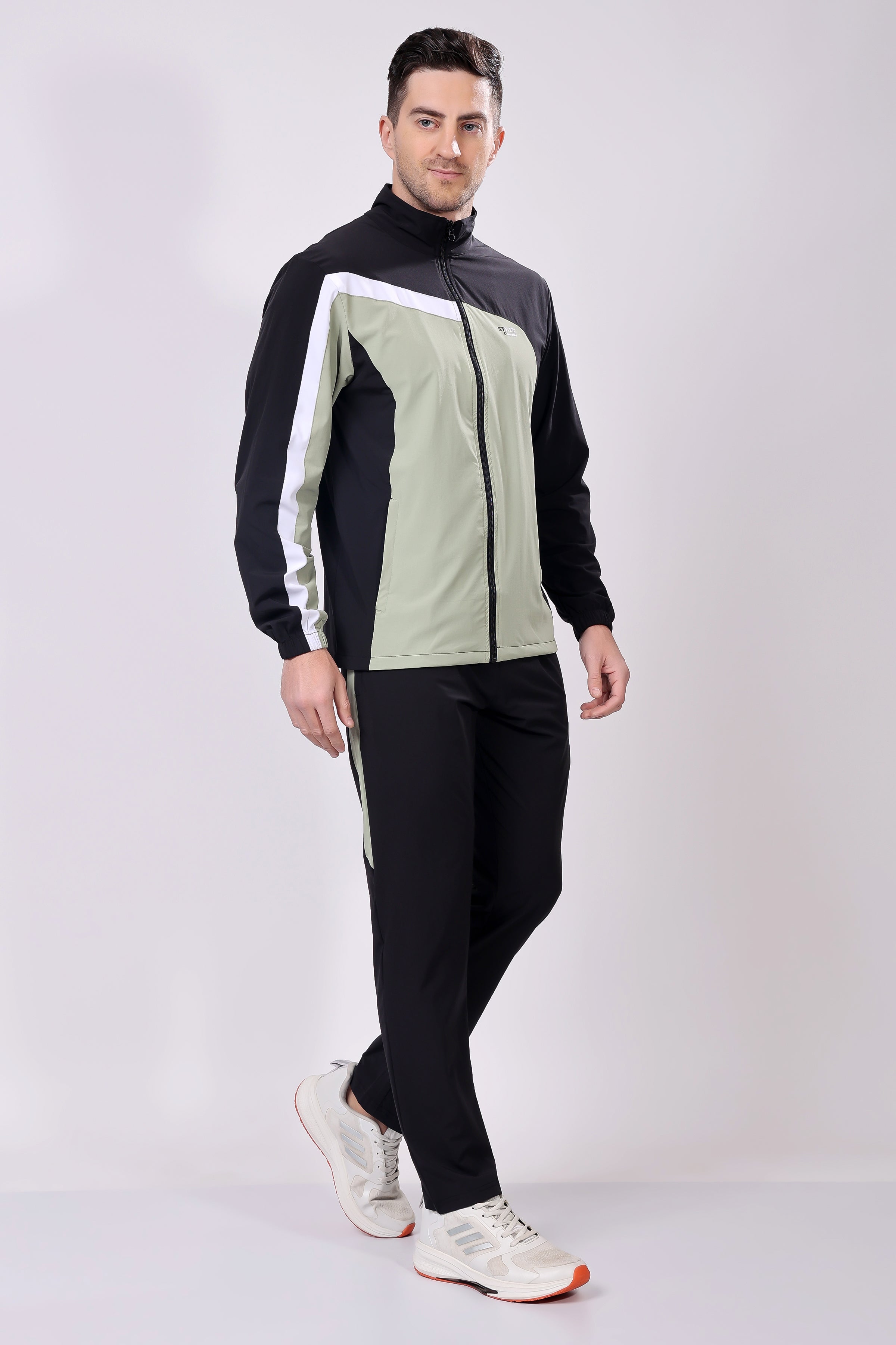 Stylox Men’s Colorblock Tracksuit | Full Zip High Neck Jacket & Jogger Pants Set | Lightweight Polyester Activewear for Gym, Training & Casual Wear