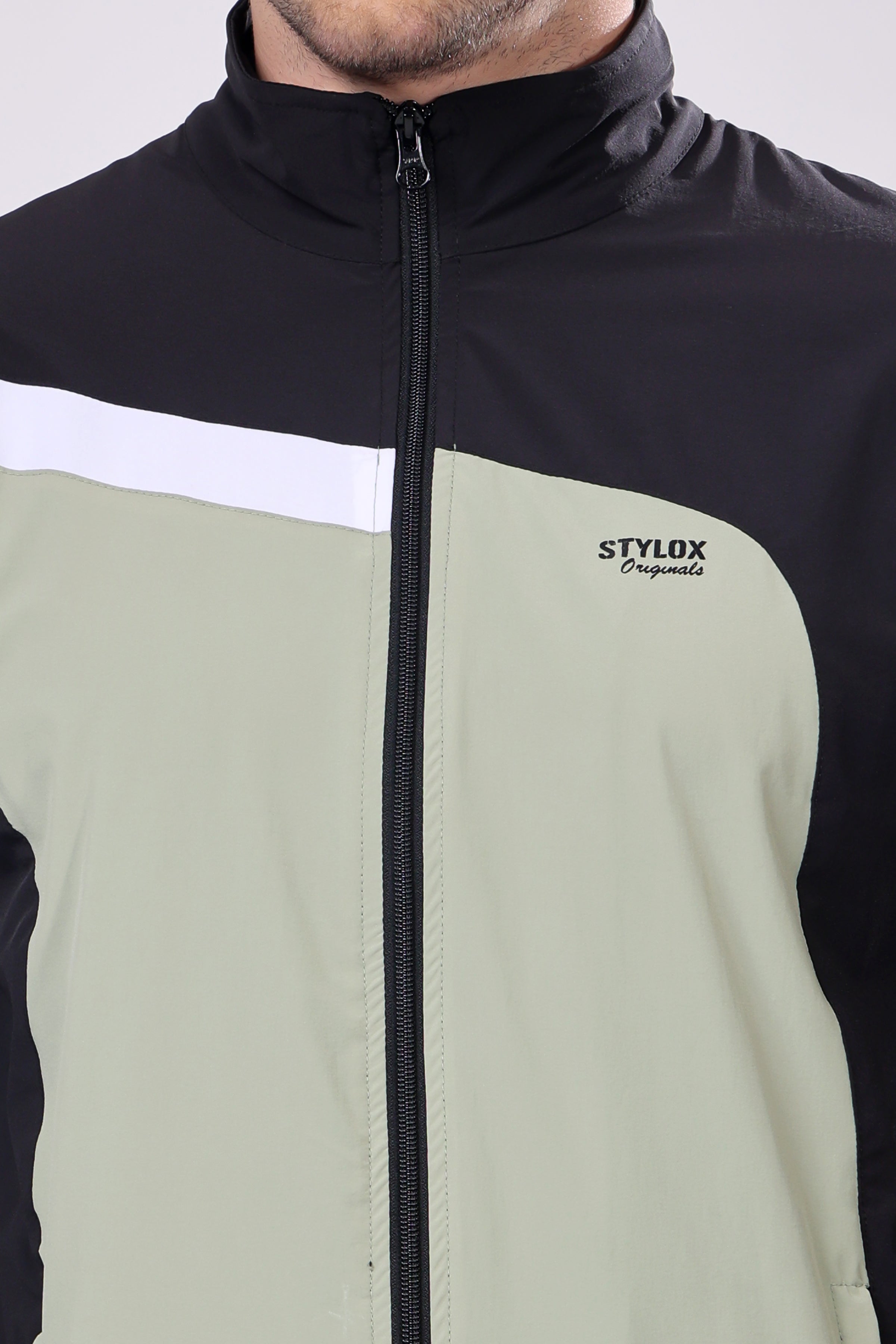 Stylox Men’s Colorblock Tracksuit | Full Zip High Neck Jacket & Jogger Pants Set | Lightweight Polyester Activewear for Gym, Training & Casual Wear