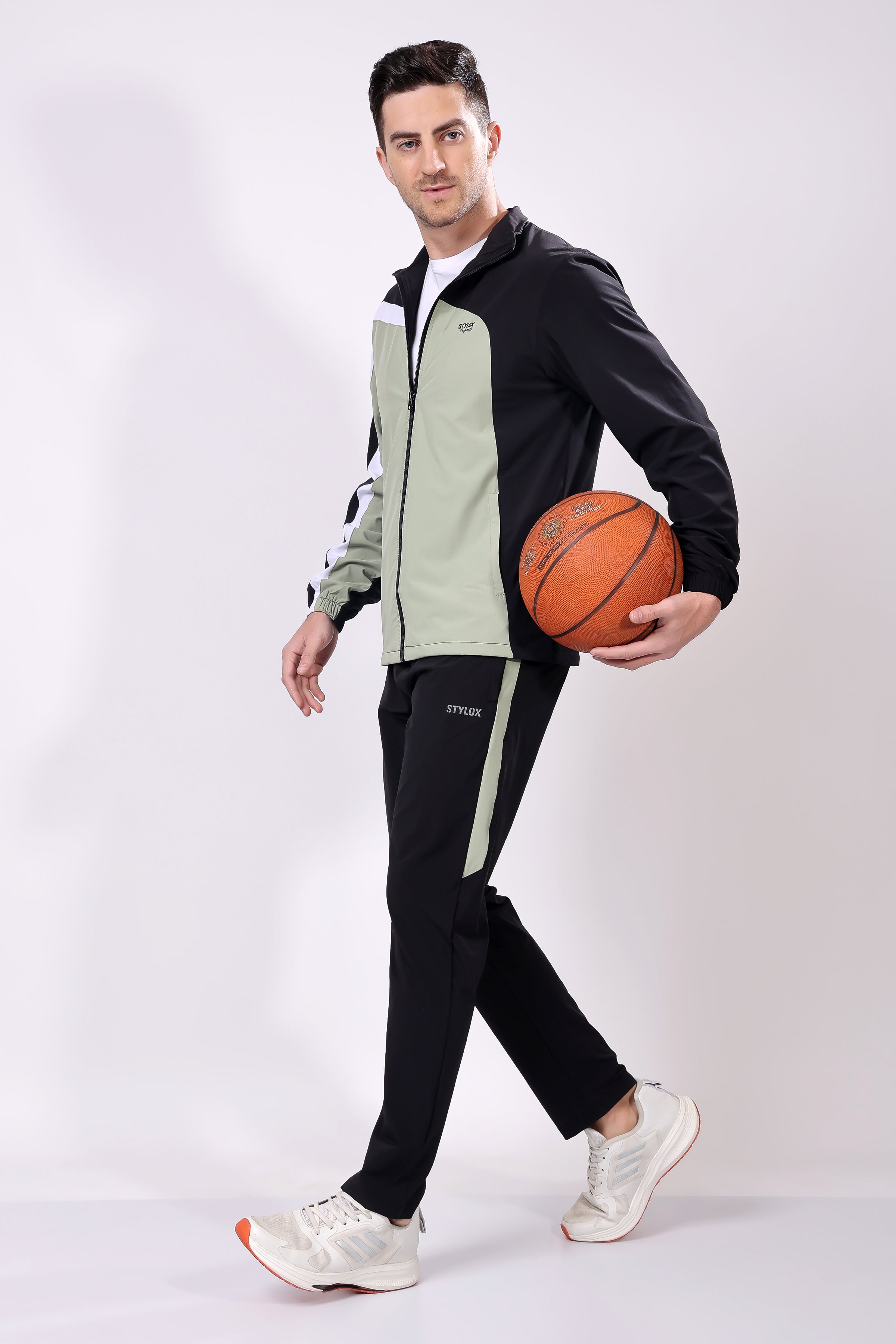 Stylox Men’s Colorblock Tracksuit | Full Zip High Neck Jacket & Jogger Pants Set | Lightweight Polyester Activewear for Gym, Training & Casual Wear