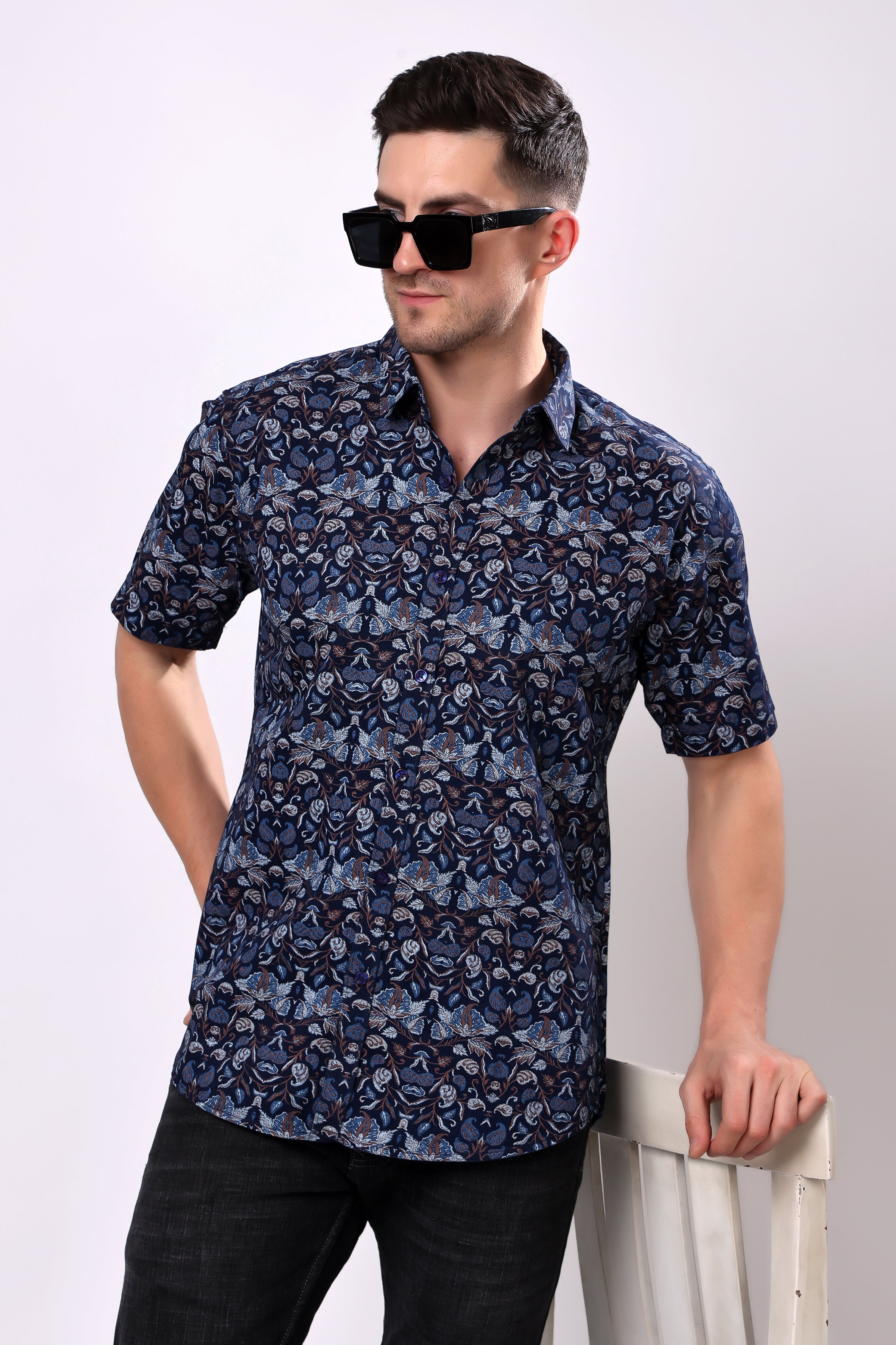 Stylox Half Sleeve Printed Casual Shirt for Men