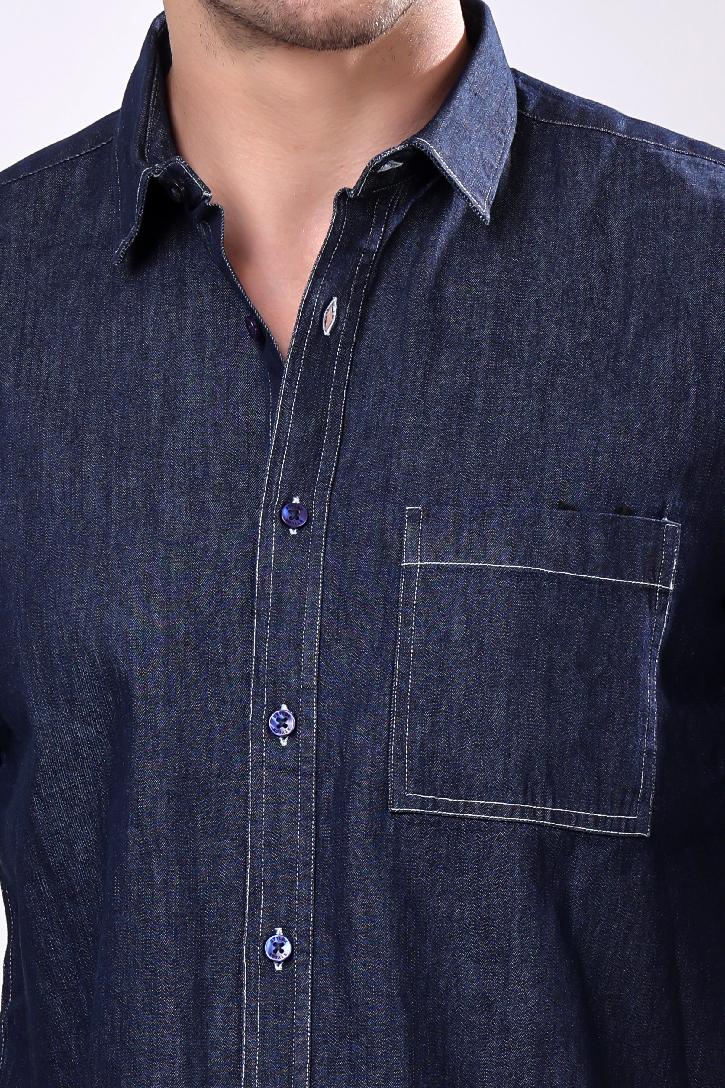 Stylox Men’s Denim Half Sleeve Casual Shirt – Classic Style & Comfortable Fit
