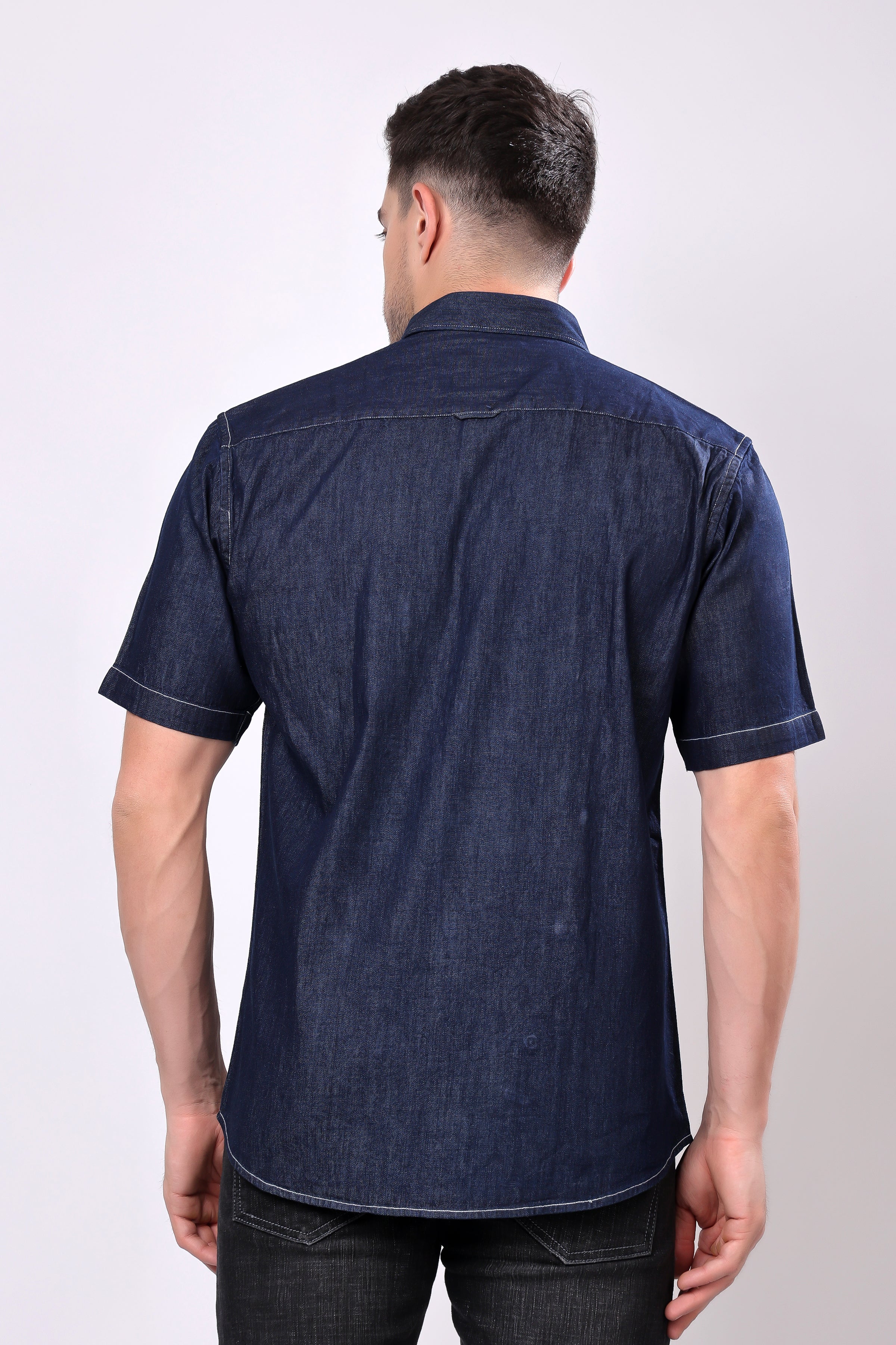 Stylox Men’s Denim Half Sleeve Casual Shirt – Classic Style & Comfortable Fit