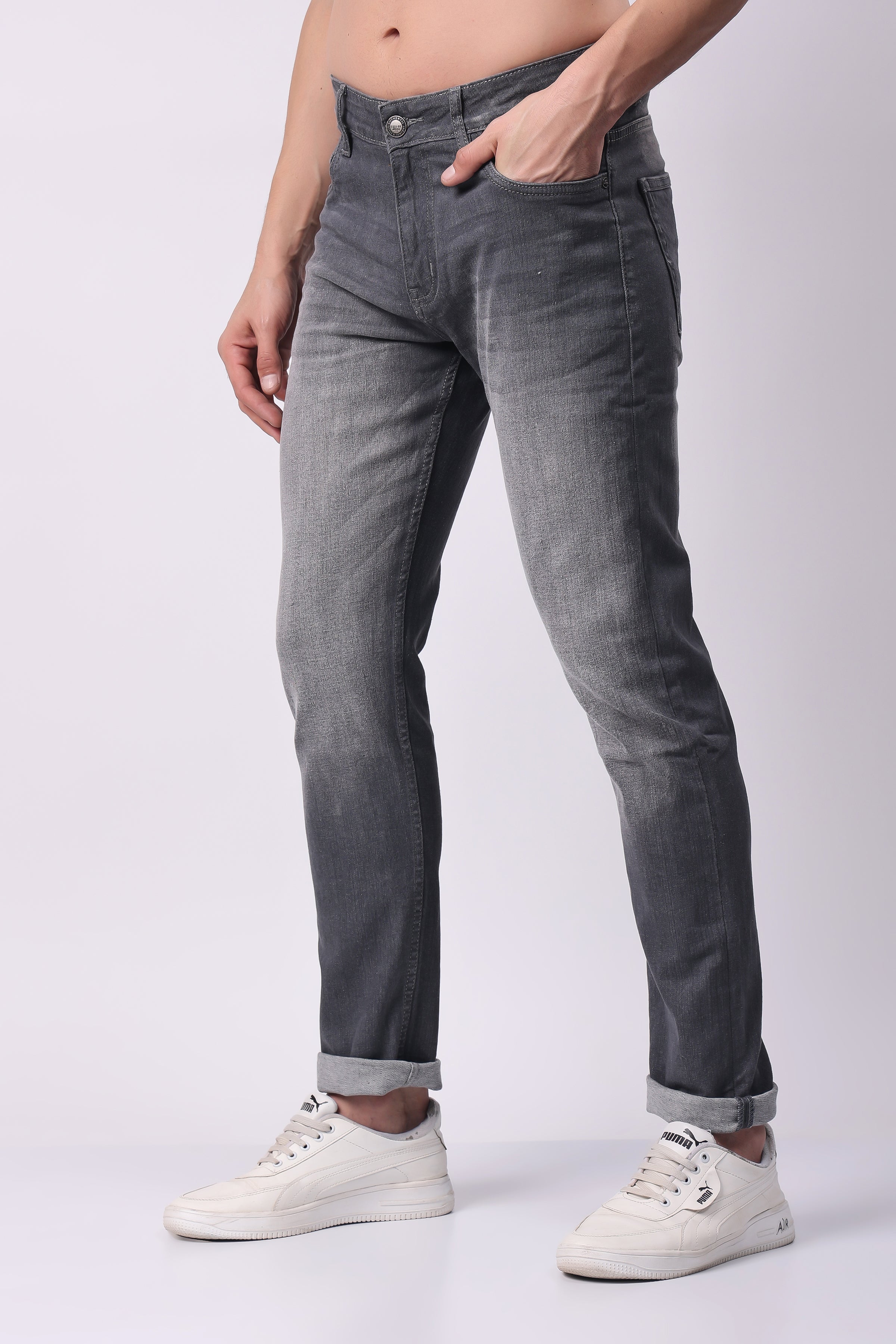 Stylox Slim Fit Denim Jeans for Men - Light Grey - 5370-10965