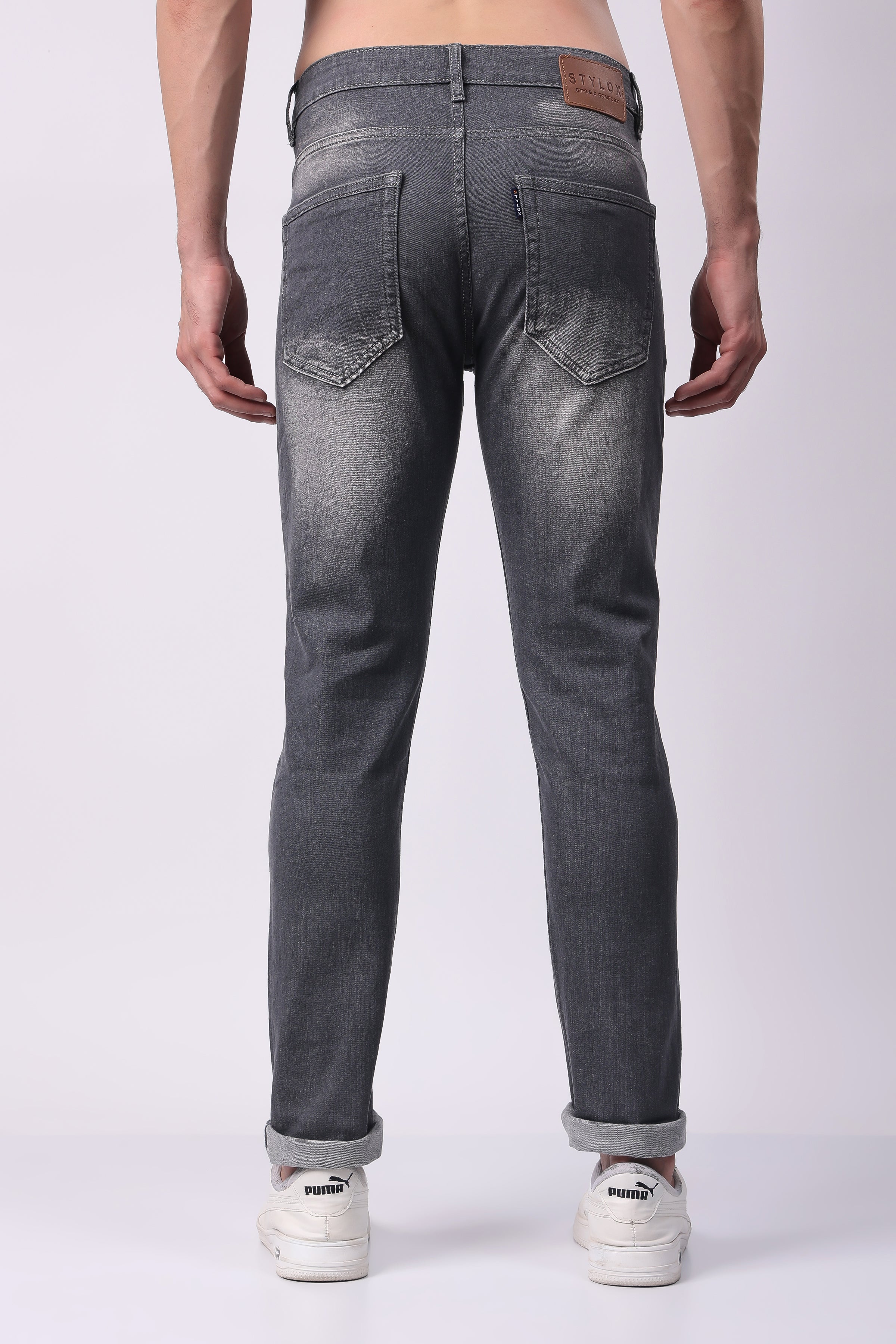 Stylox Slim Fit Denim Jeans for Men - Light Grey - 5370-10965
