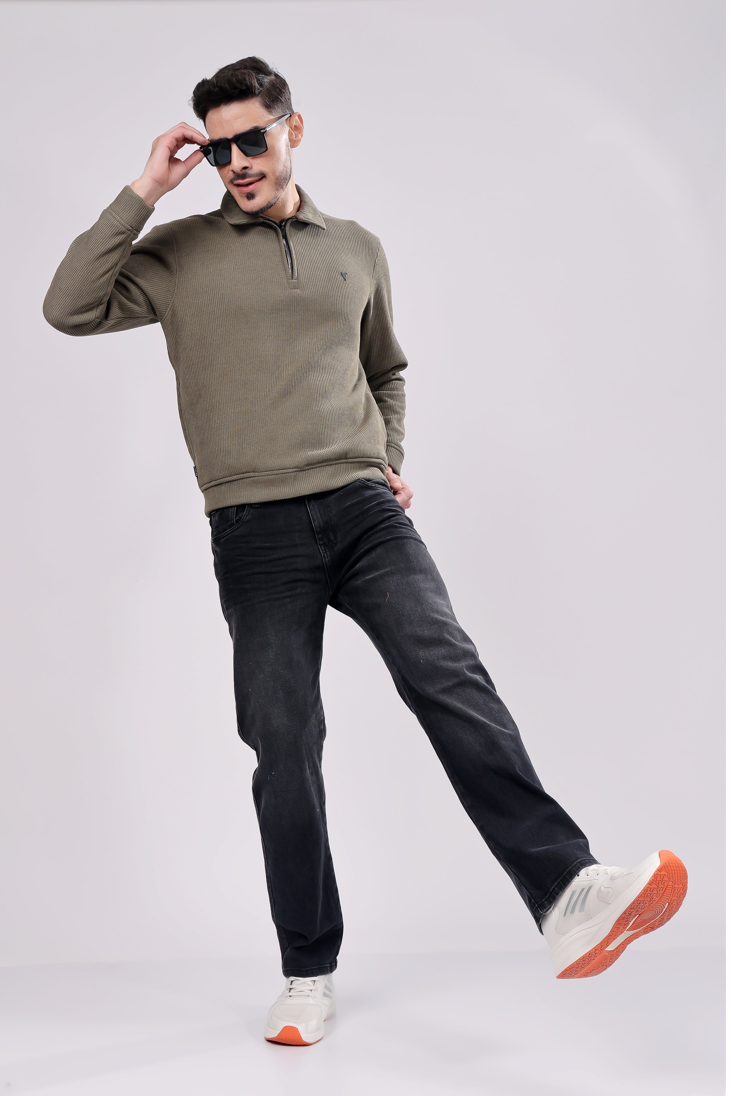 STYLOX Zipper Neck SWEATSHIRT For Men