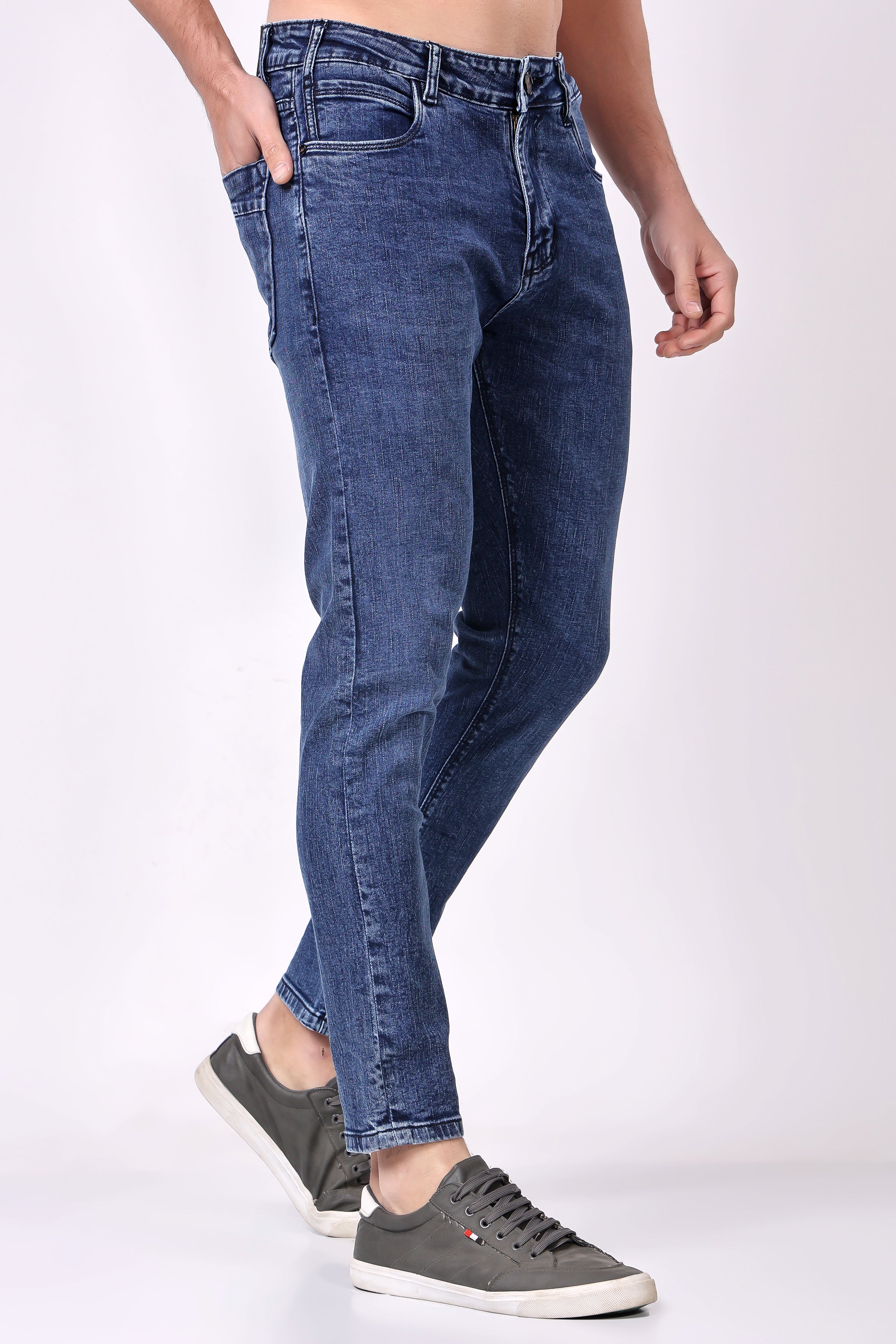 STYLOX Men’s Blue Ankle Fit Jeans - Premium Denim,