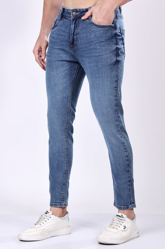 STYLOX Men’s Blue Ankle Fit Jeans - Premium Denim,