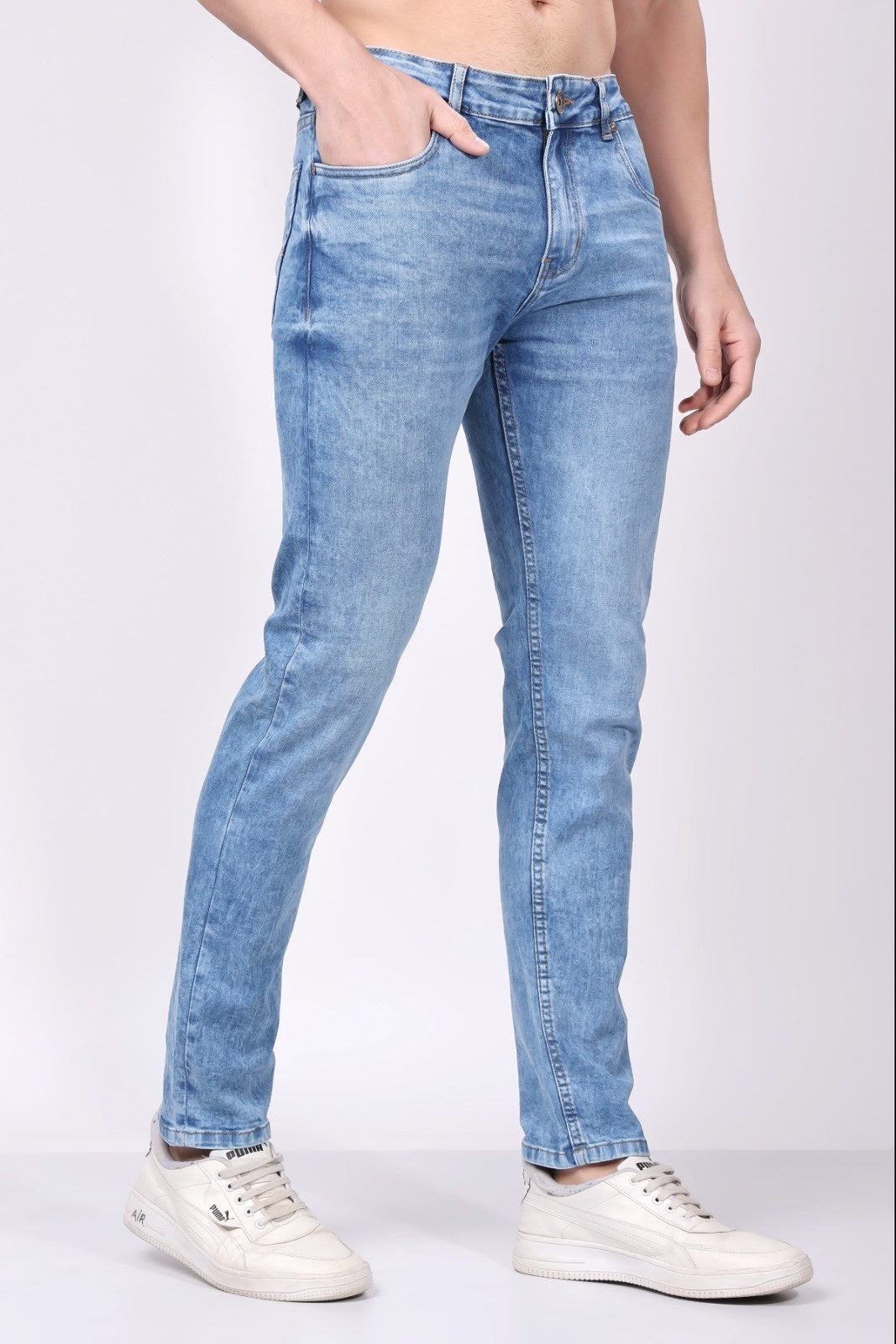 Stylox Slim Fit Mid-Rise Stretchable Denim Jeans for Men - Light Blue|