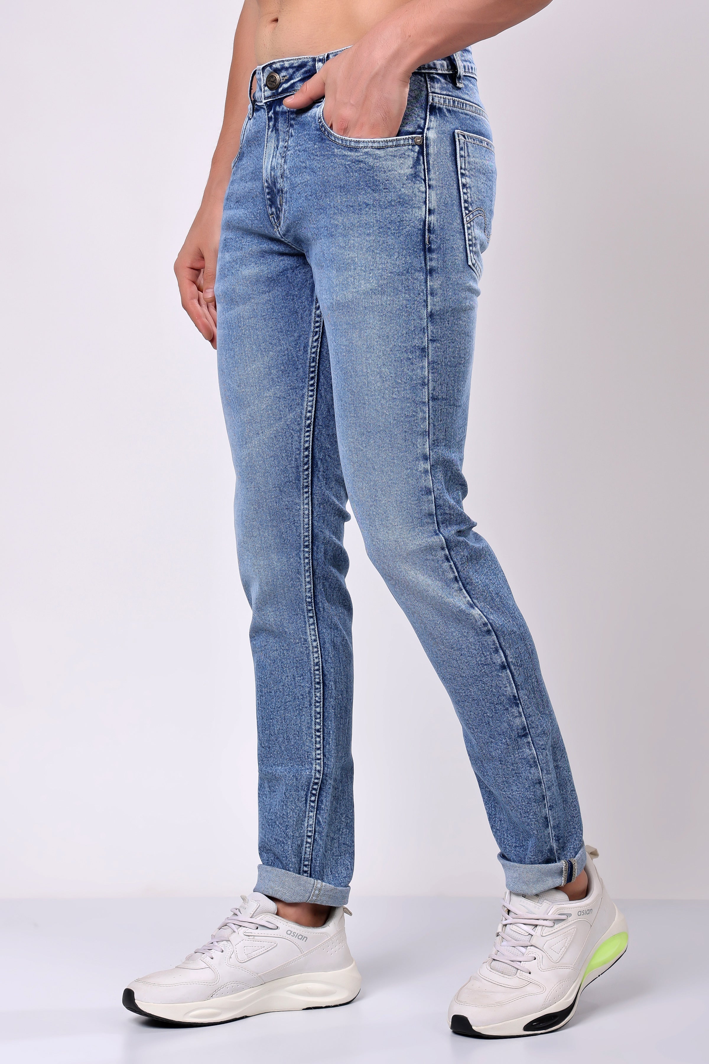 Stylox Slim Fit Denim Jeans - Sky Blue,