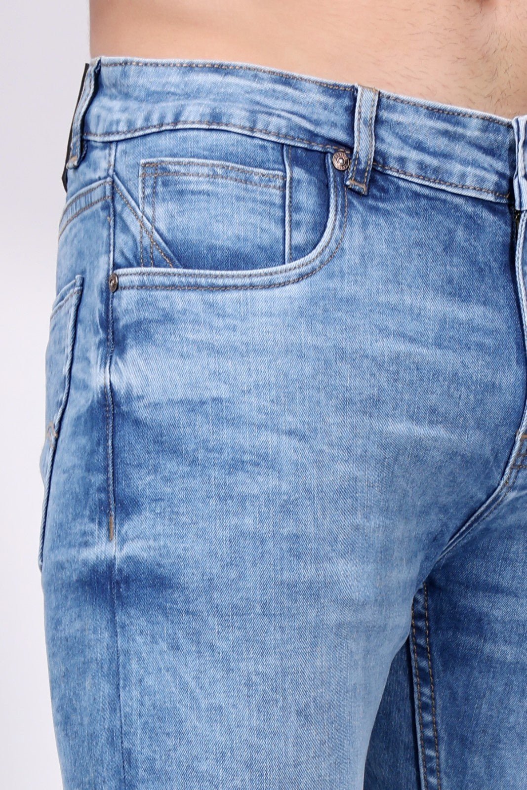 Stylox Slim Fit Mid-Rise Stretchable Denim Jeans for Men - Light Blue|