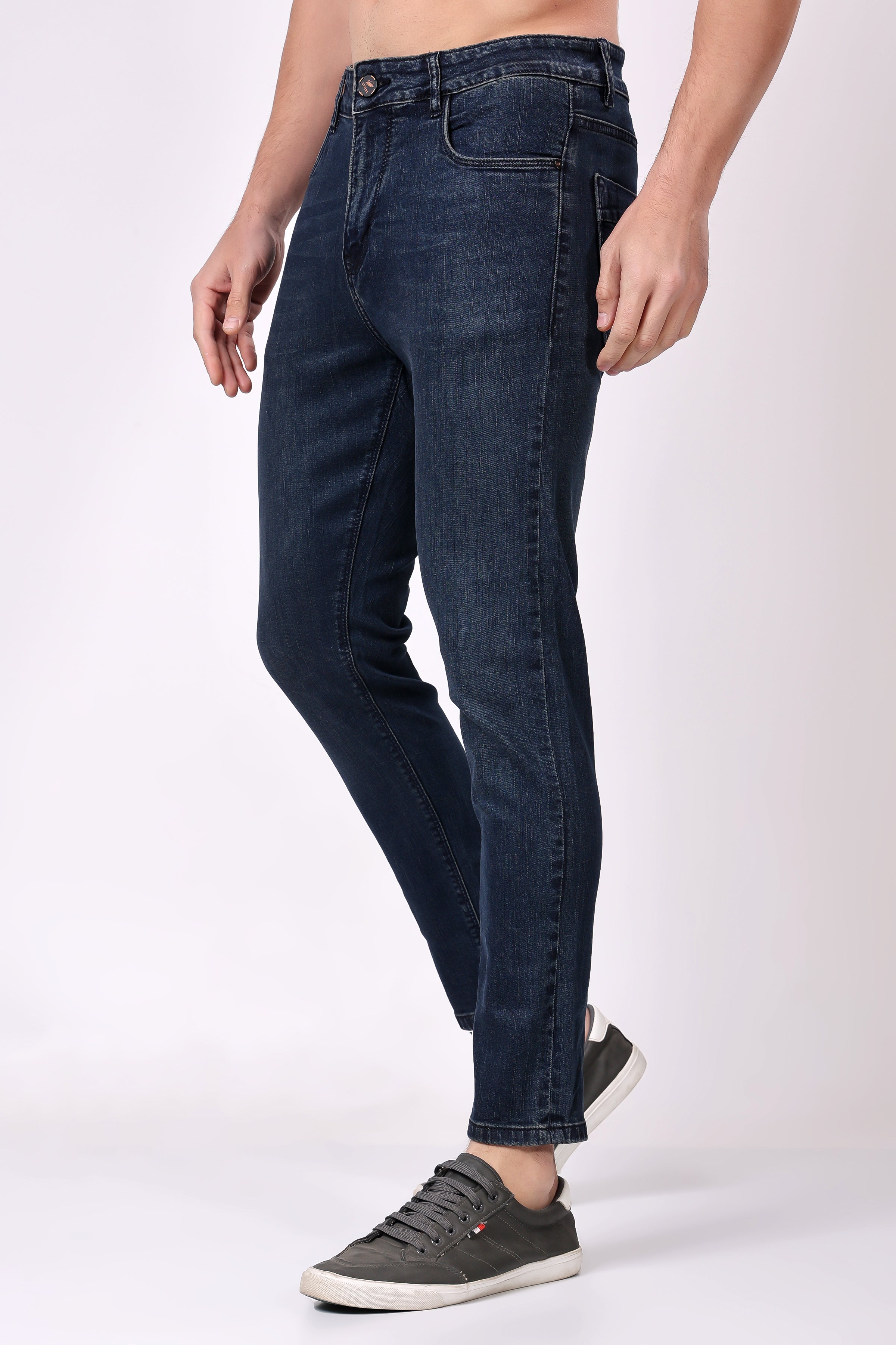 STYLOX Men’s Dark Blue Ankle Fit Jeans - Premium Denim,