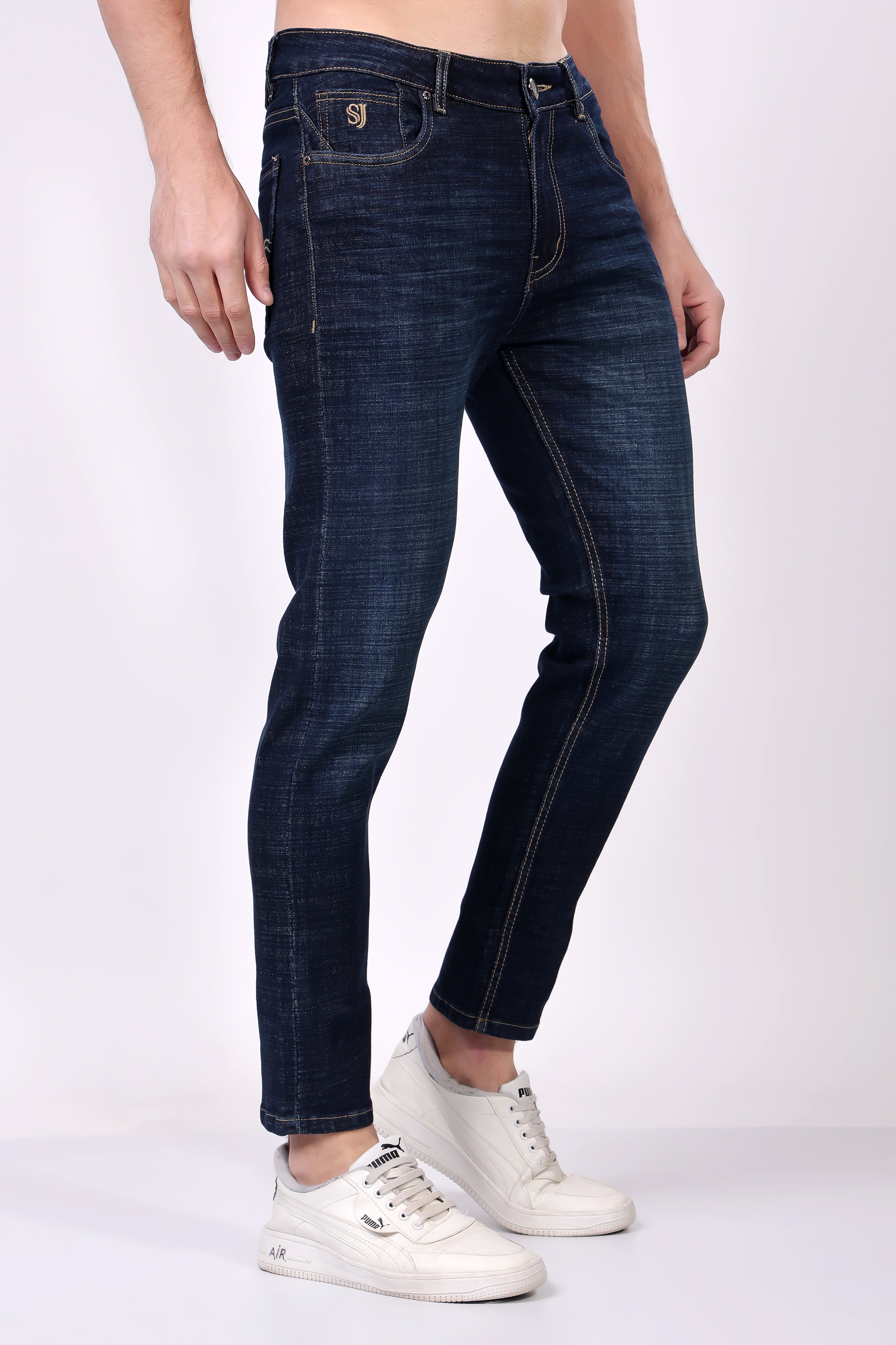 STYLOX Men’s Dark Blue Ankle Fit Jeans - Premium Denim,