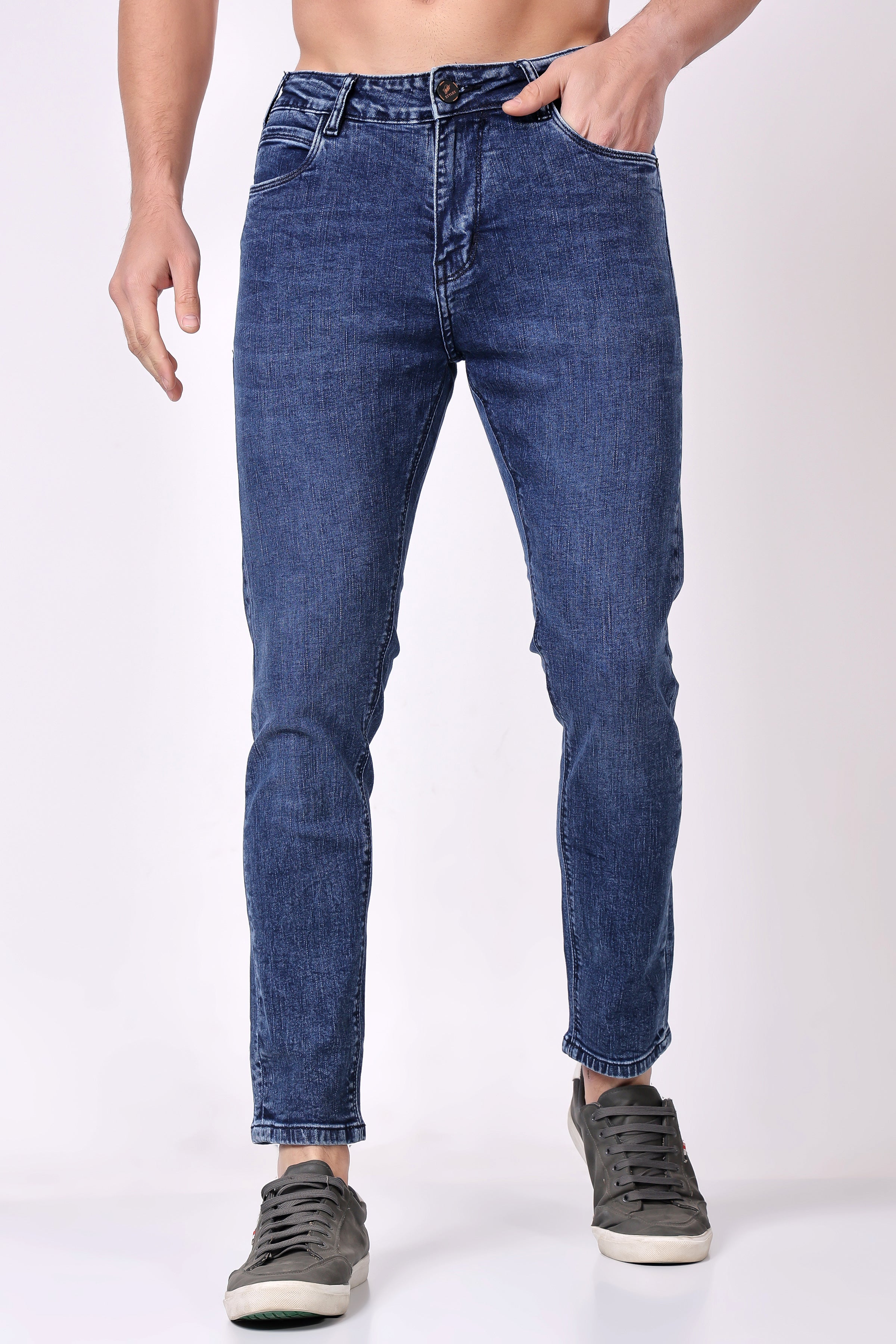 STYLOX Men’s Blue Ankle Fit Jeans - Premium Denim,