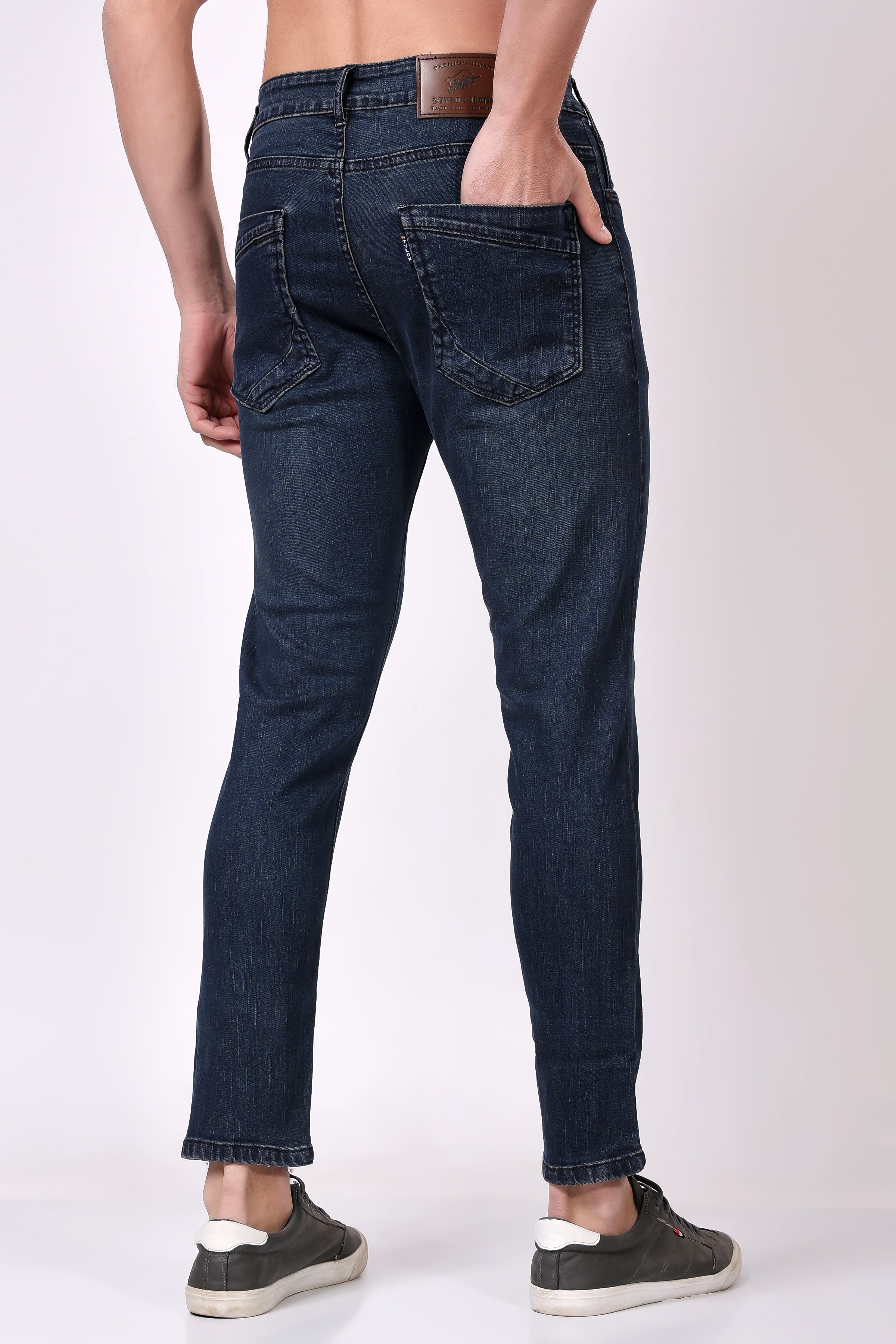 STYLOX Men’s Dark Blue Ankle Fit Jeans - Premium Denim,