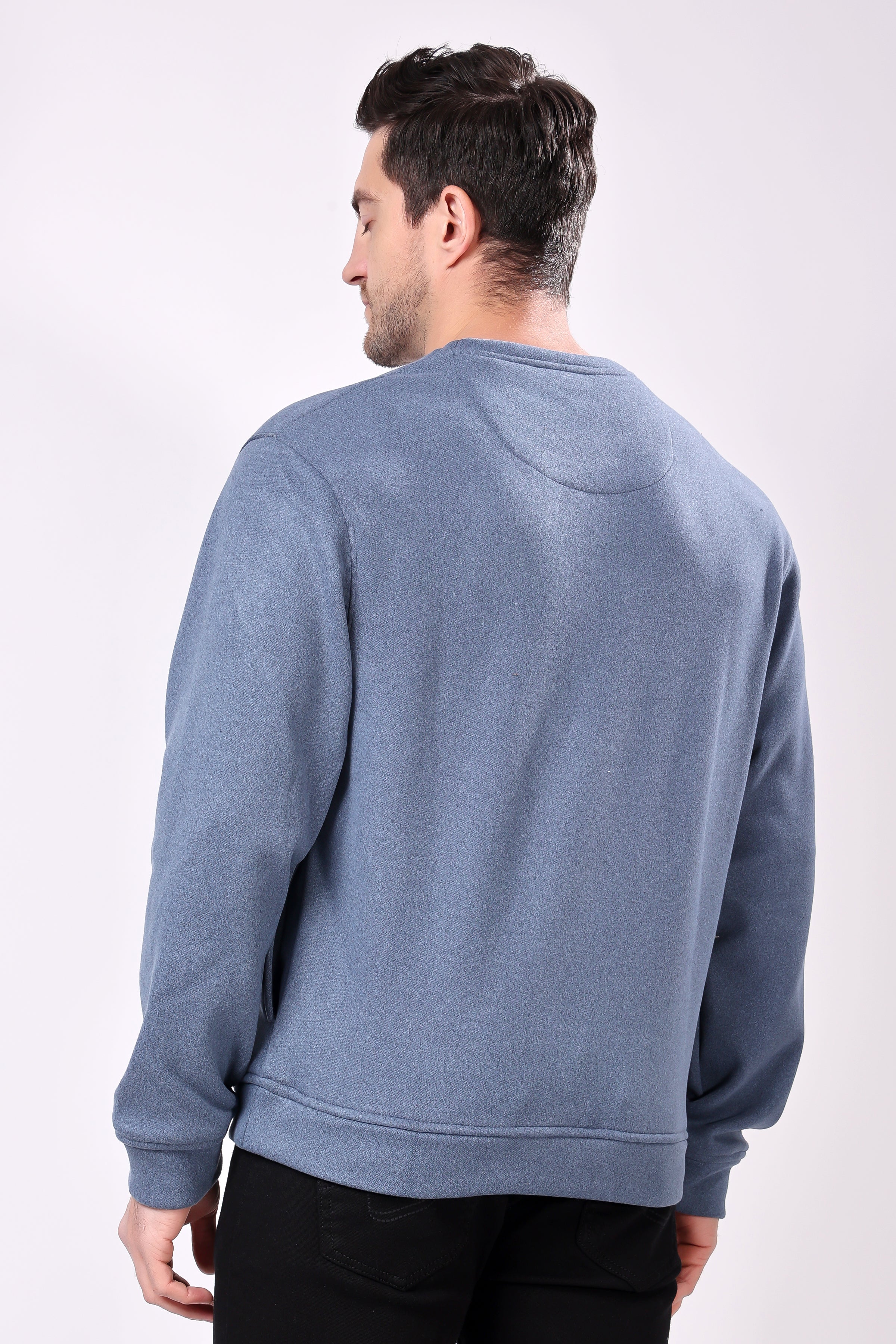 STYLOX Cotton Crew Neck Solid Sweatshirt For Men
