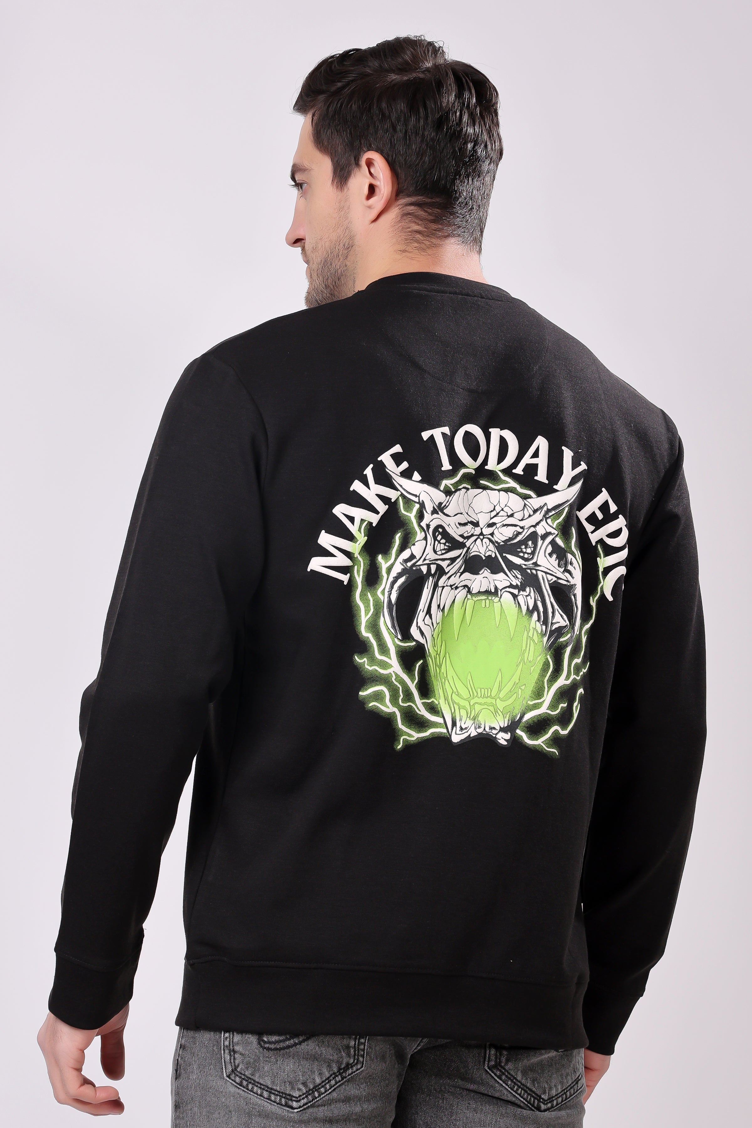 STYLOX Printed Cotton Round Neck Sweatshirt For Men
