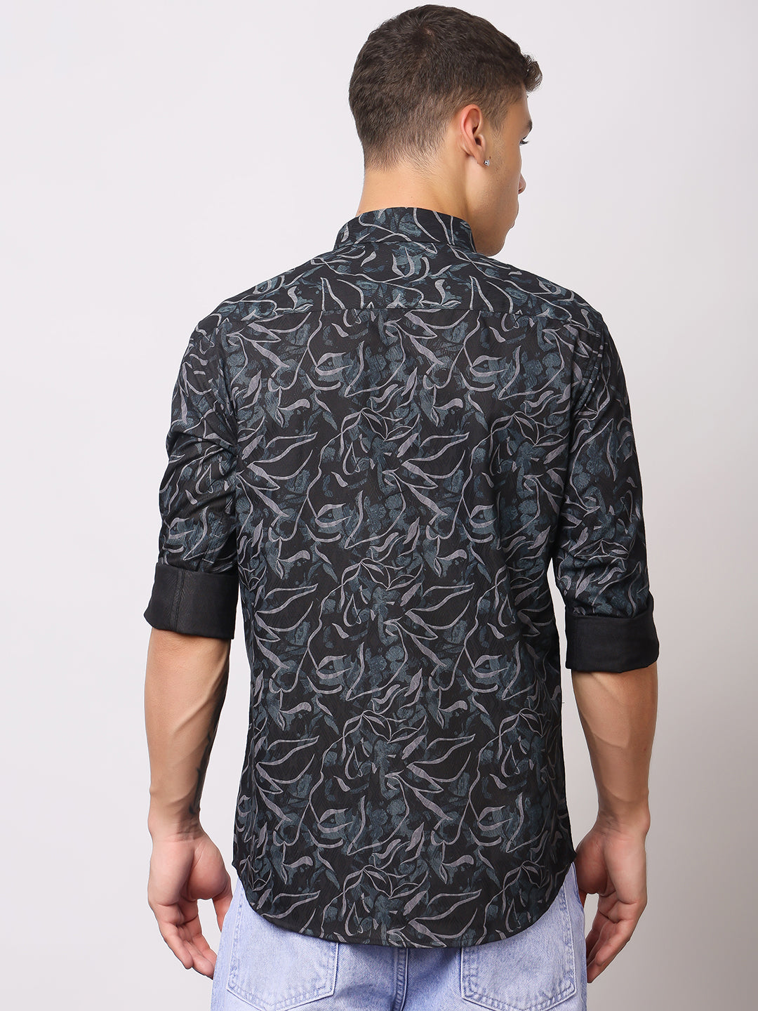 Stylox Men’s Abstract Floral Printed Full Sleeve Casual Shirt
