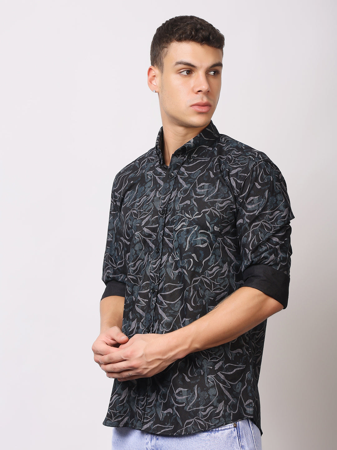 Stylox Men’s Abstract Floral Printed Full Sleeve Casual Shirt