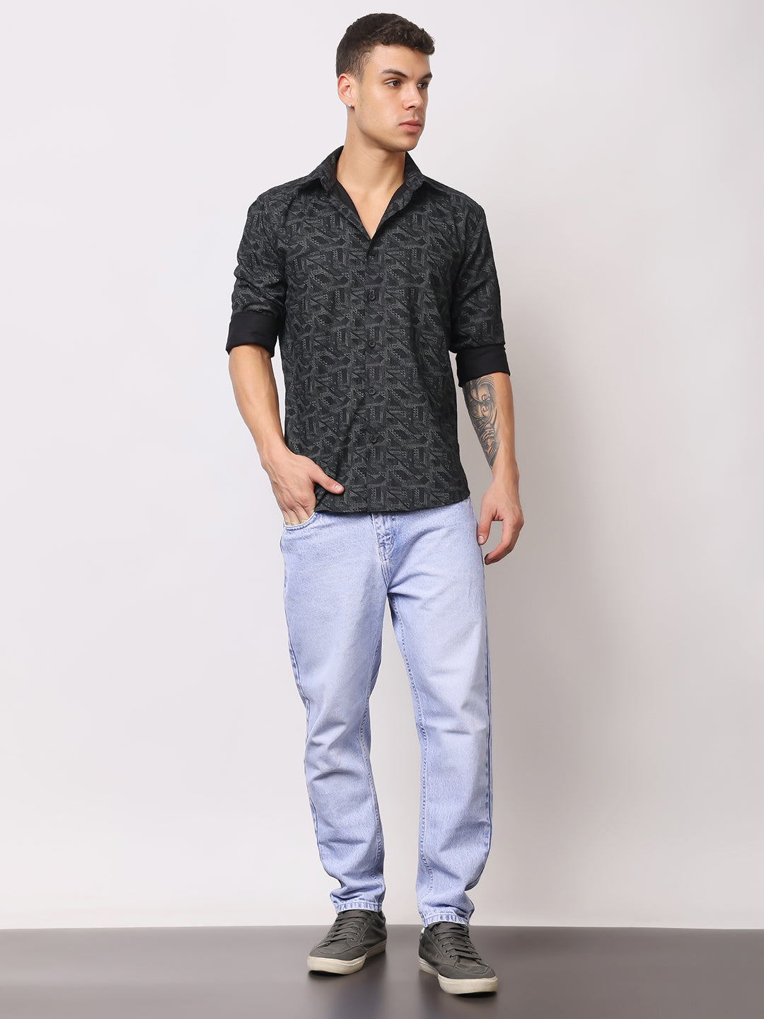 Stylox Men’s Printed Full Sleeve Geometric All-Over Print Casual Shirt