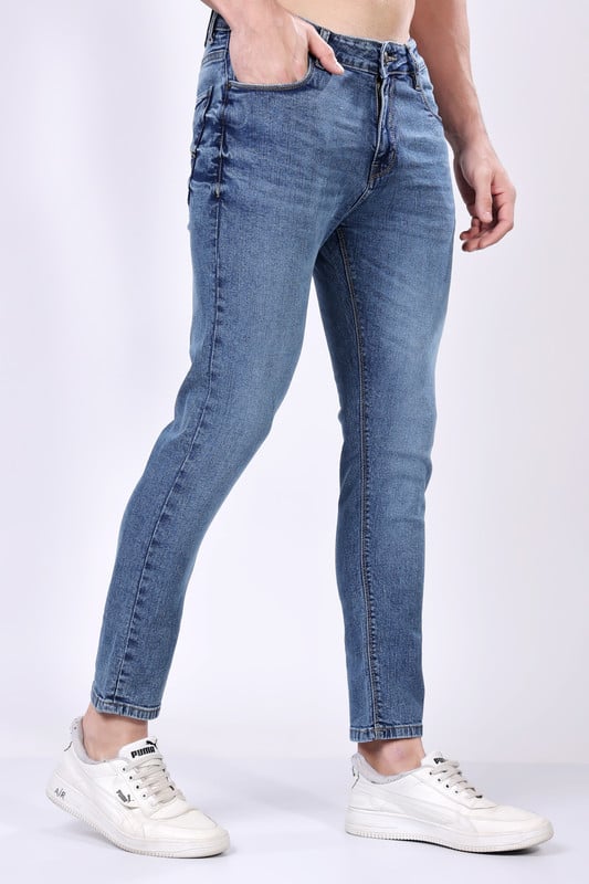 STYLOX Men’s Blue Ankle Fit Jeans - Premium Denim,