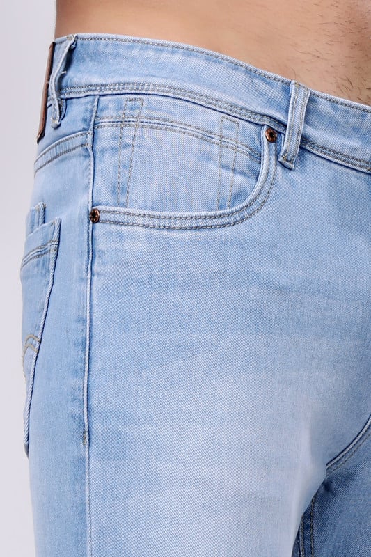 STYLOX Men’s Sky Blue Ankle Fit Jeans - Premium Denim|J-029