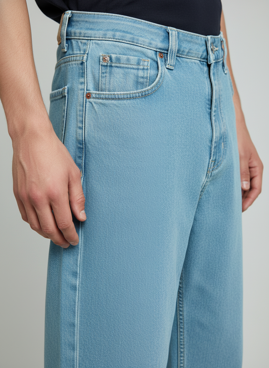 Stylox Men’s Sea Blue Loose Fit Jeans – Street-Ready Comfort & Classic Style