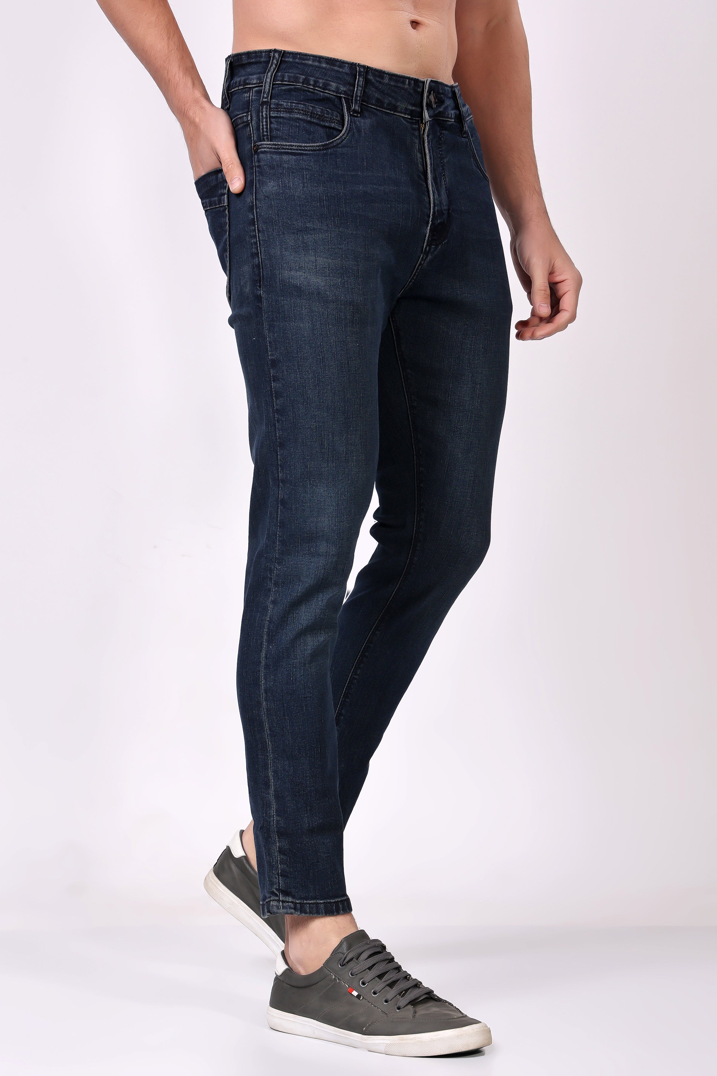 STYLOX Men’s Dark Blue Ankle Fit Jeans - Premium Denim,