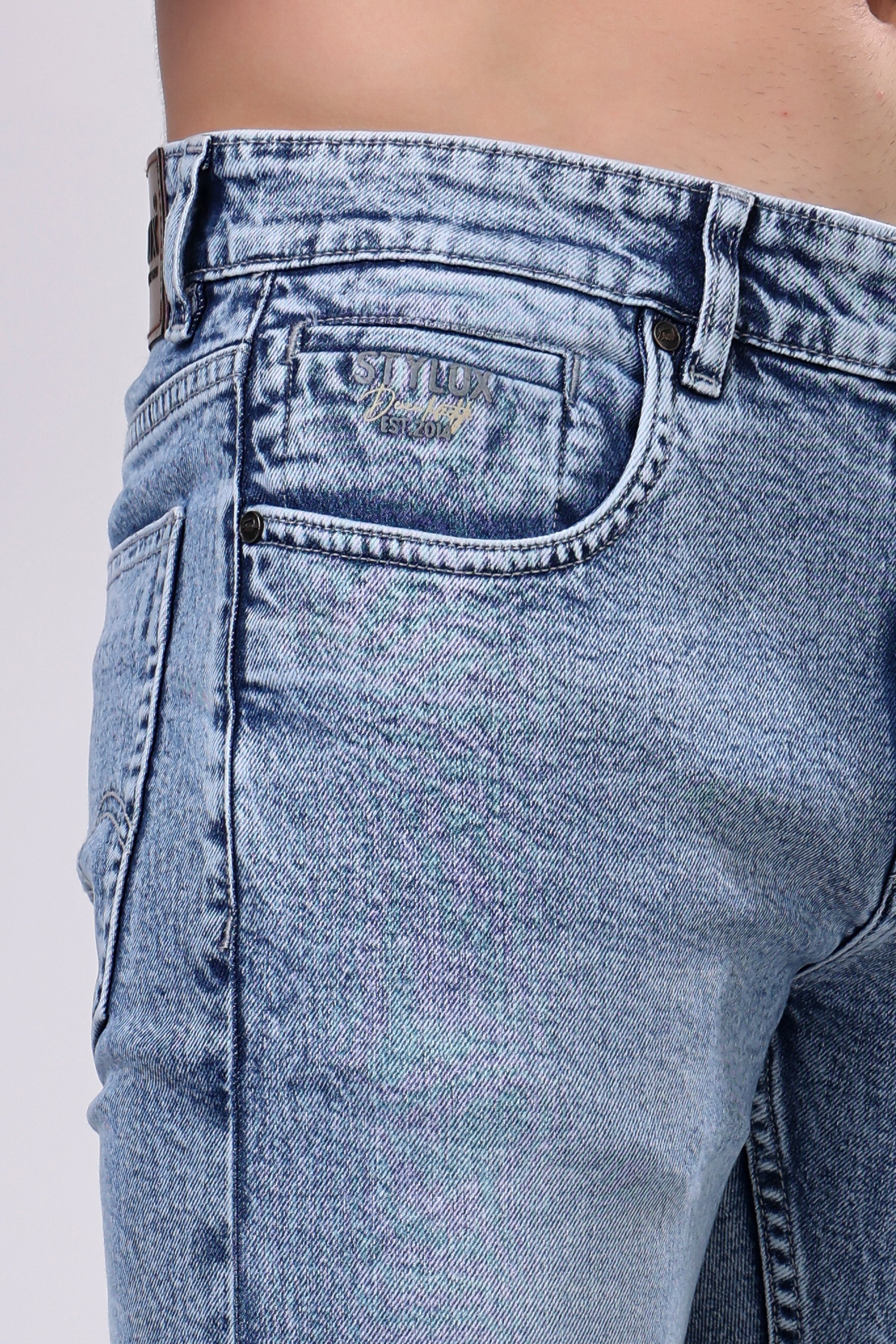 Stylox Slim Fit Denim Jeans - Sky Blue,