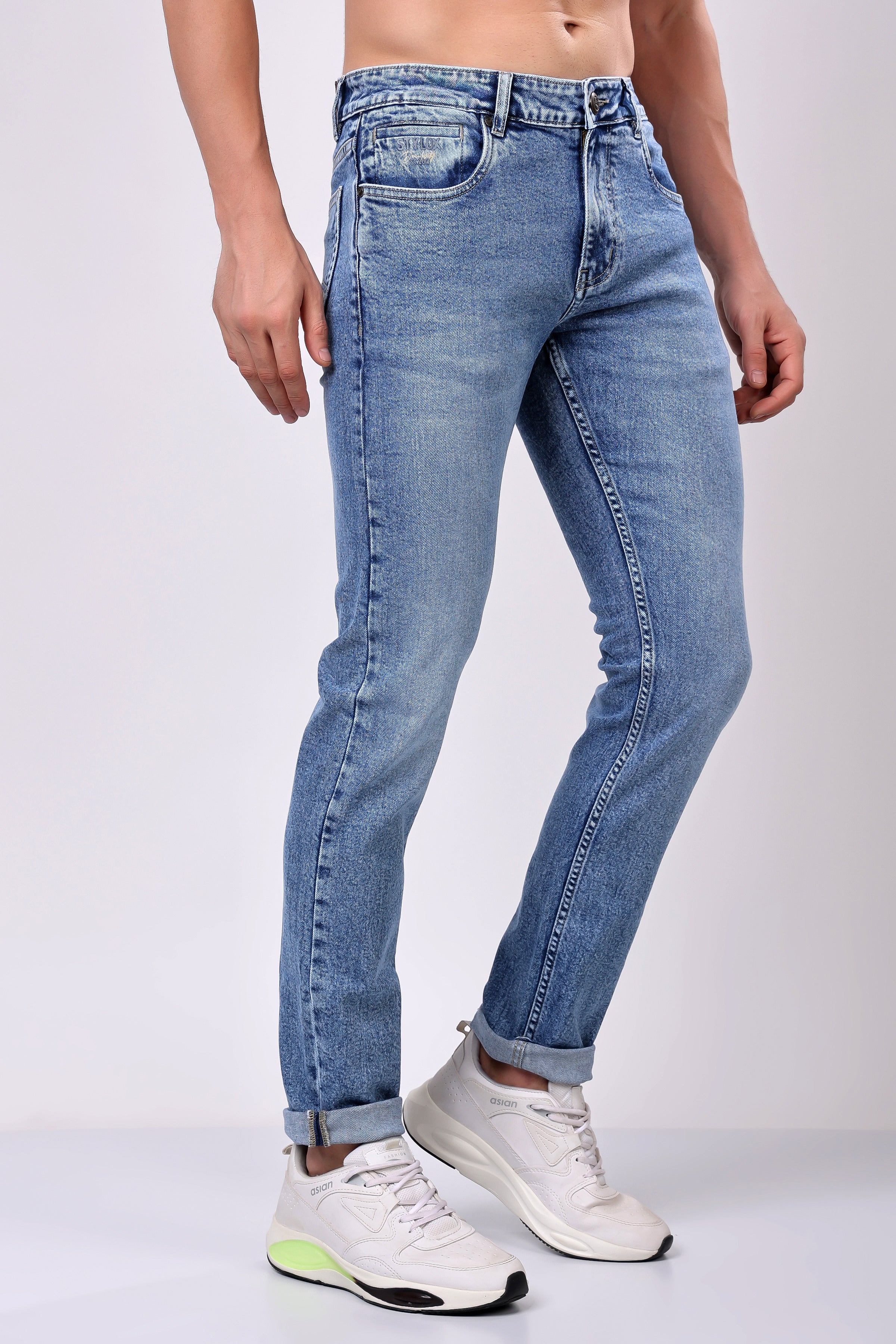 Stylox Slim Fit Denim Jeans - Sky Blue,