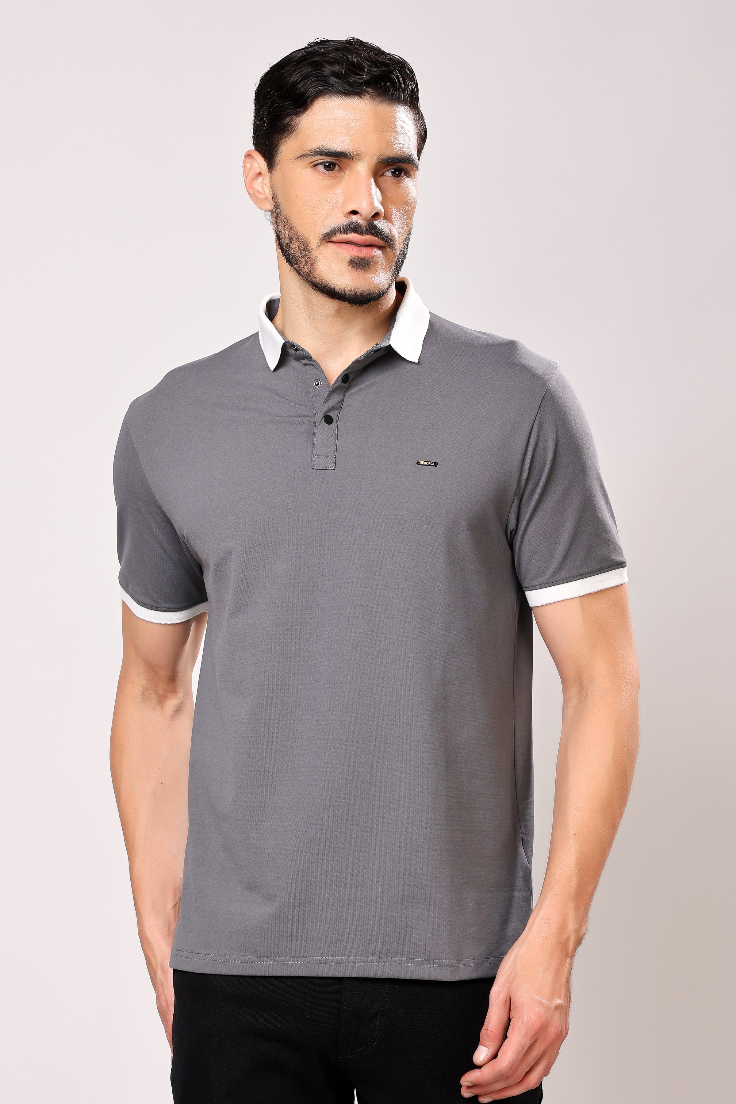 Stylox Men's Solid Polo Neck Casual T-Shirt - Stylox