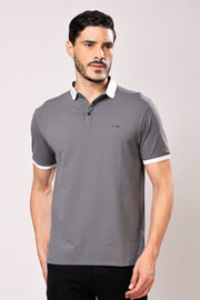 Stylox Men's Solid Polo Neck Casual T-Shirt