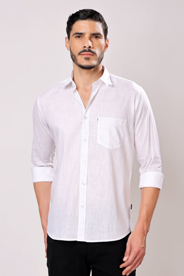 Stylox Men's Solid Full Sleeve Casual Shirt Color - White