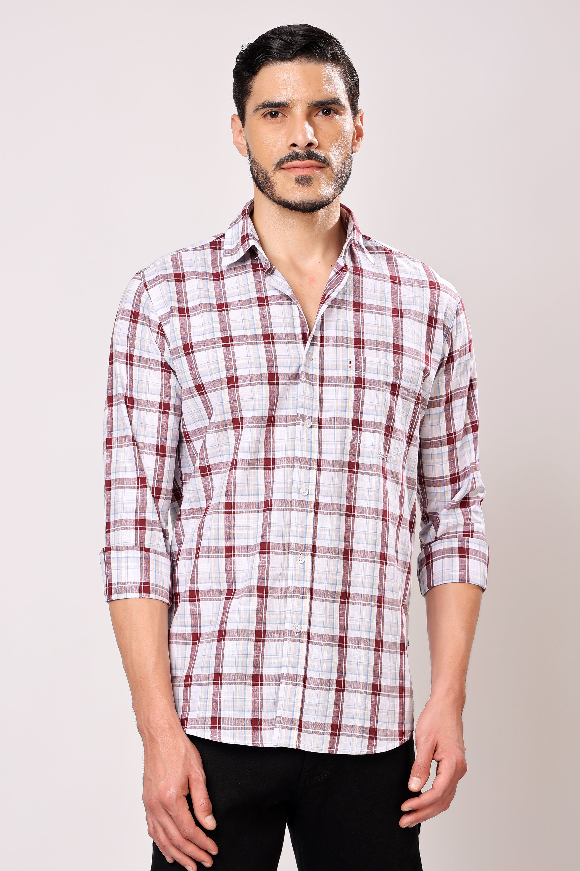 Stylox Men's Regular Fit Full Sleeve Casual Check Shirt - Stylox