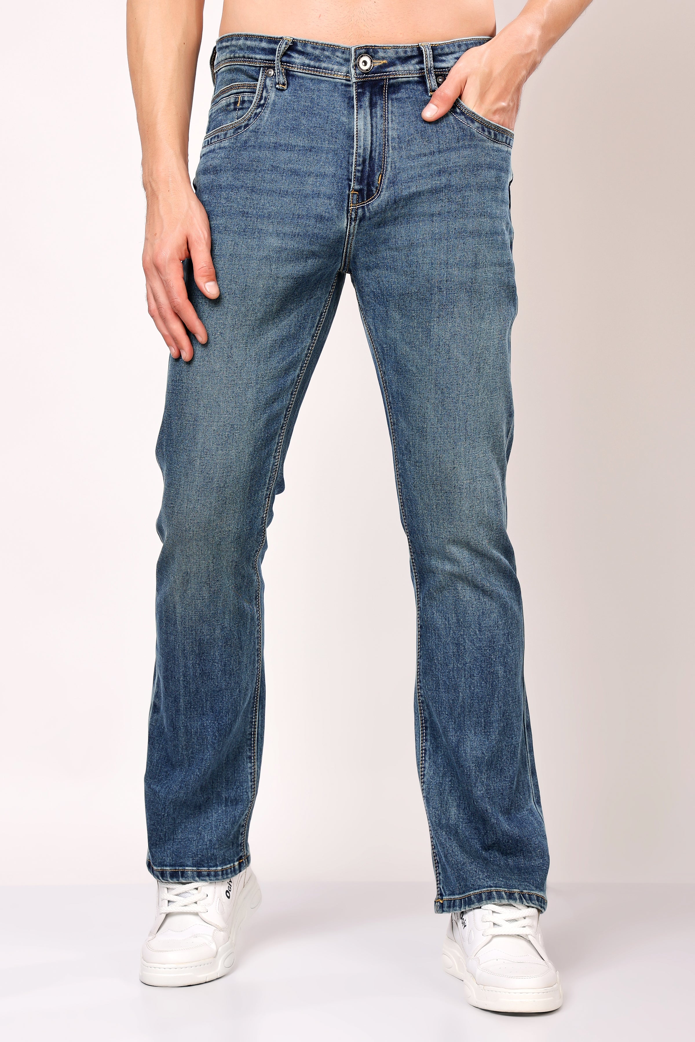 Stylox Bootcut Fit Men's Casual Denim Jeans -Dark Blue, Light Blue, Greenish Blue | - Stylox
