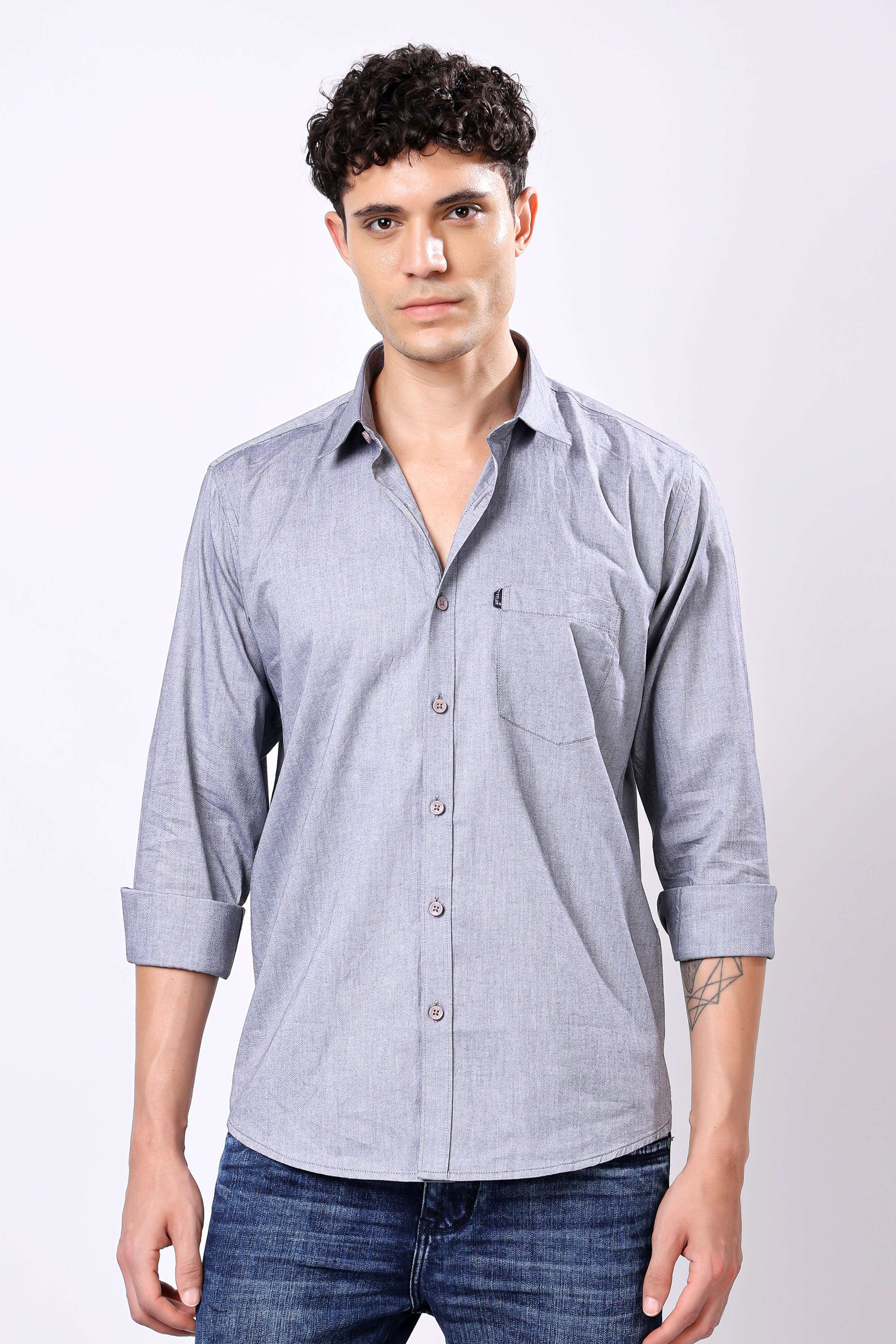 STYLOX FULL SLEEVE SOLID SHIRT FOR MEN - Stylox