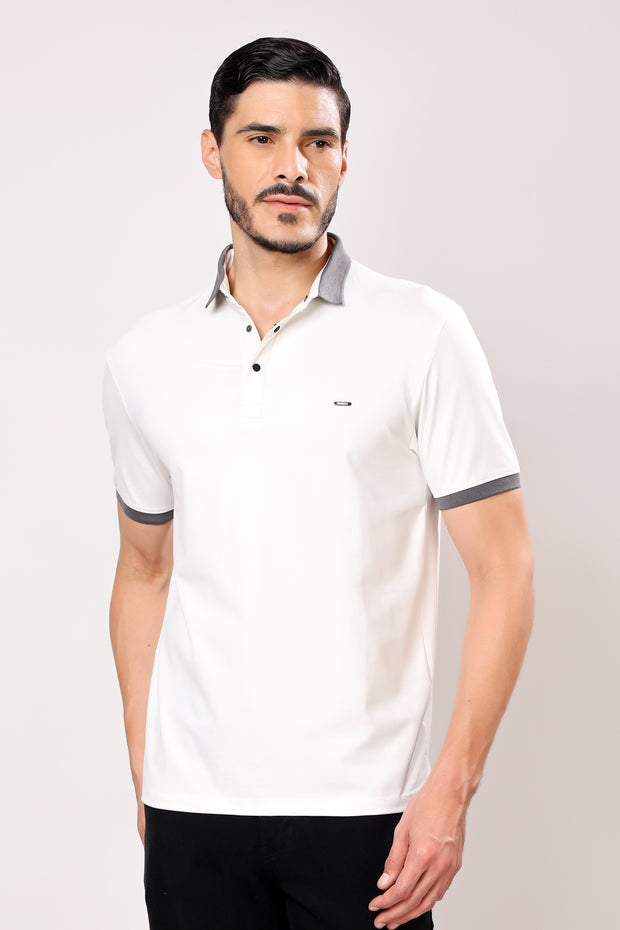 Stylox Men's Solid Polo Neck Casual T-Shirt