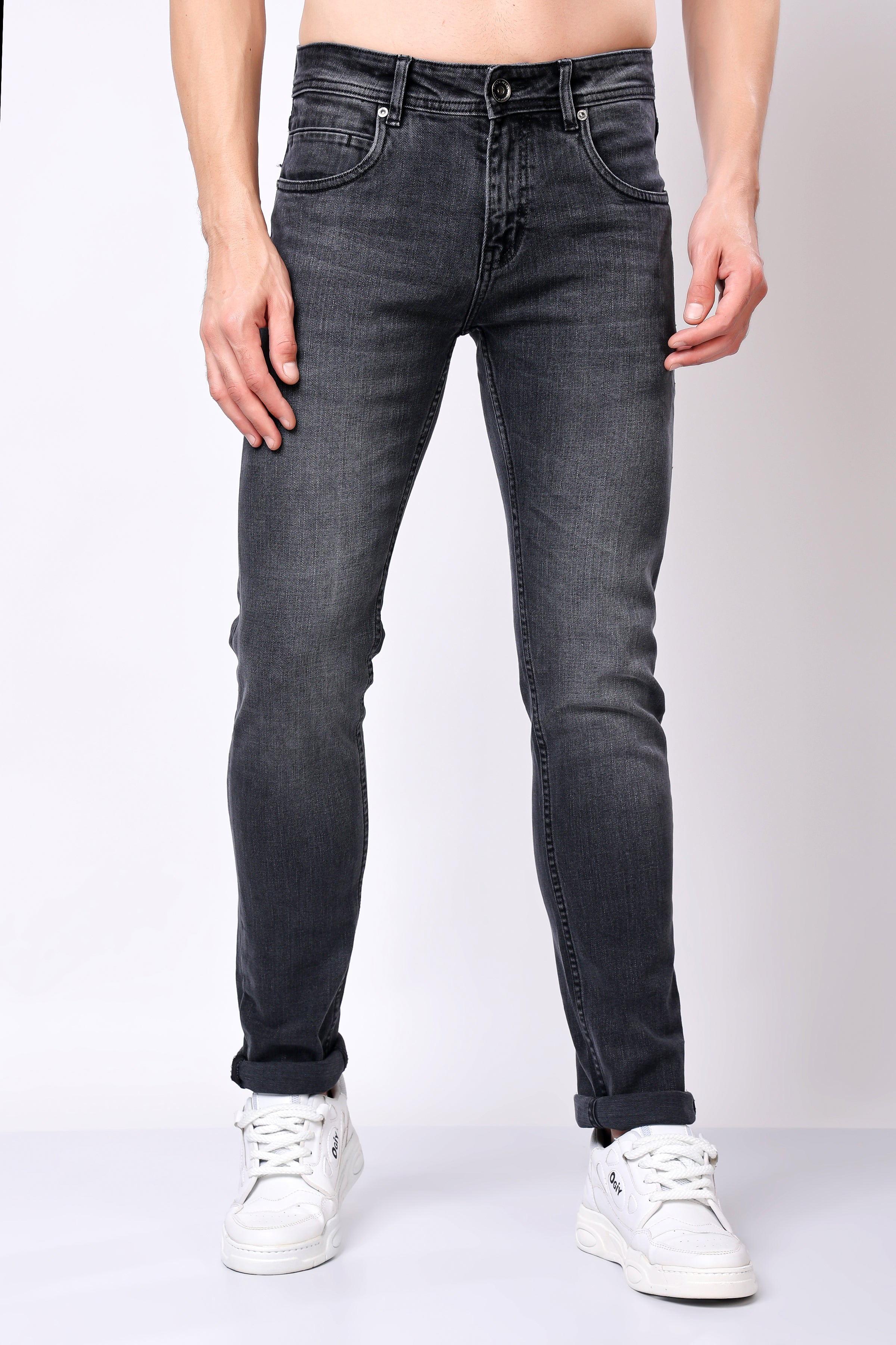 Stylox Men’s Slim Fit Denim Jeans - Dark Grey, Mid Dark Grey , Steal Grey & Mid Steal Grey