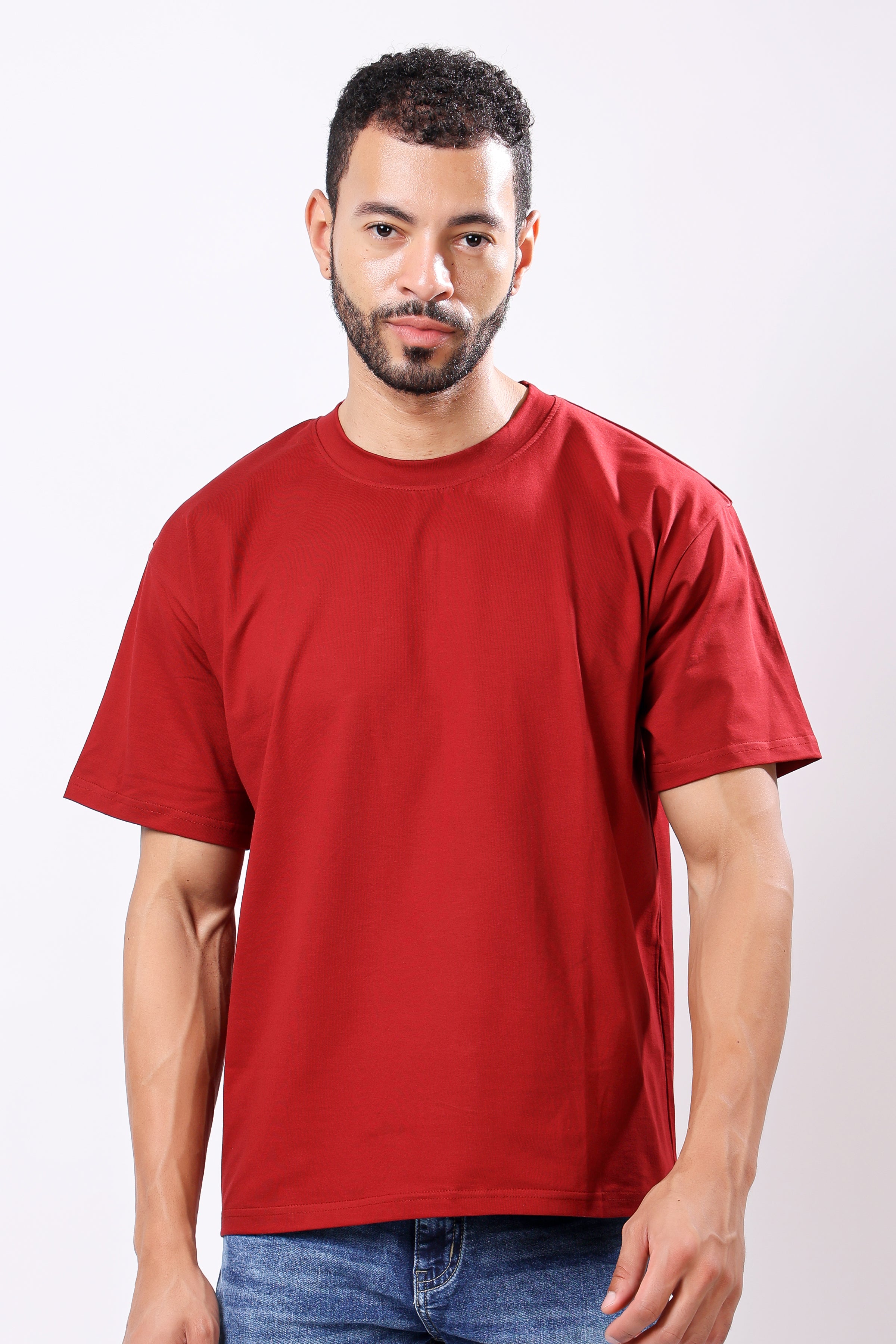 Stylox Men’s Drop Shoulder Round Neck Solid T-Shirt – Oversized Fit, Trendy & Comfortable Casual Wear - Stylox