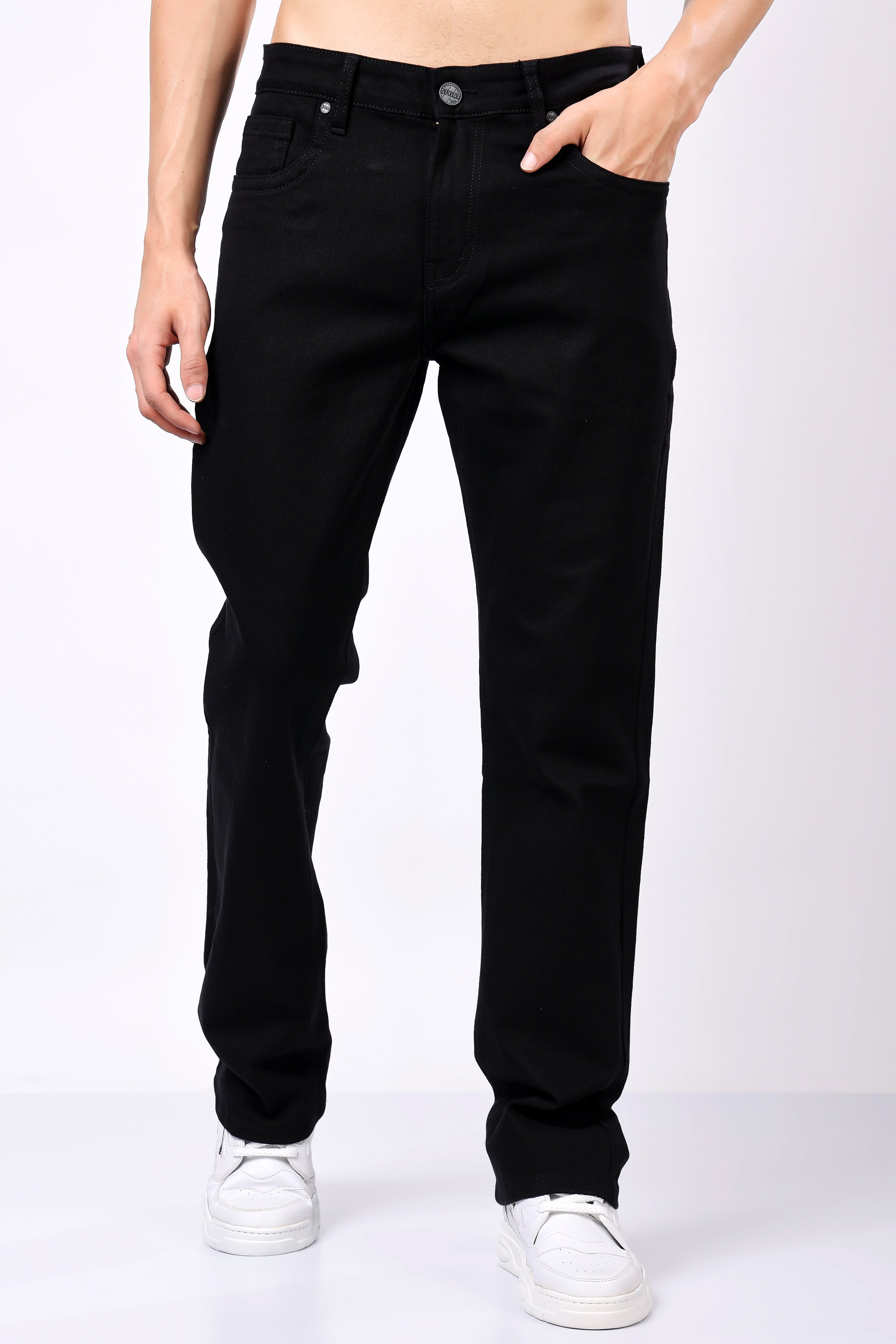 Stylox Bootcut Fit Men's Casual Denim Jeans - Black |
