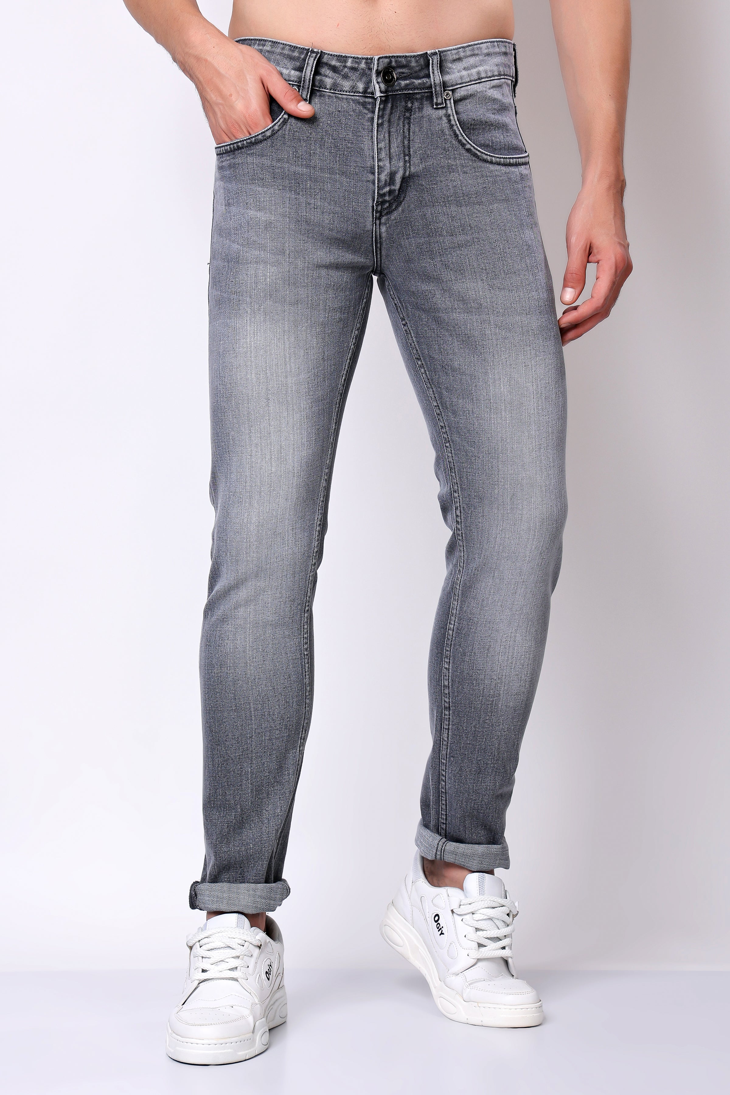 Stylox Men’s Slim Fit Denim Jeans - Dark Grey, Mid Dark Grey , Steal Grey & Mid Steal Grey