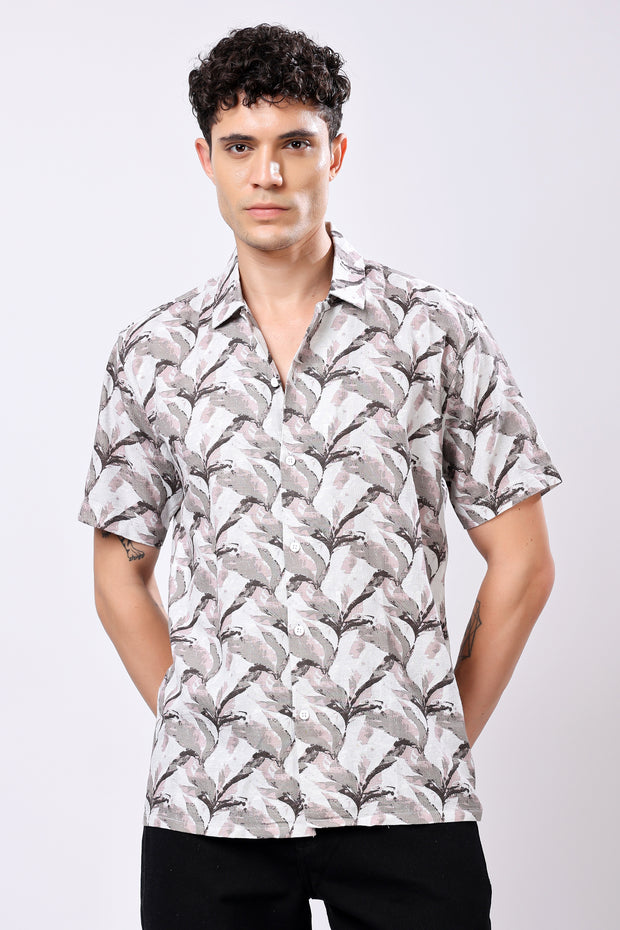 Stylox Half Sleeve Leaf Print Casual Shirt