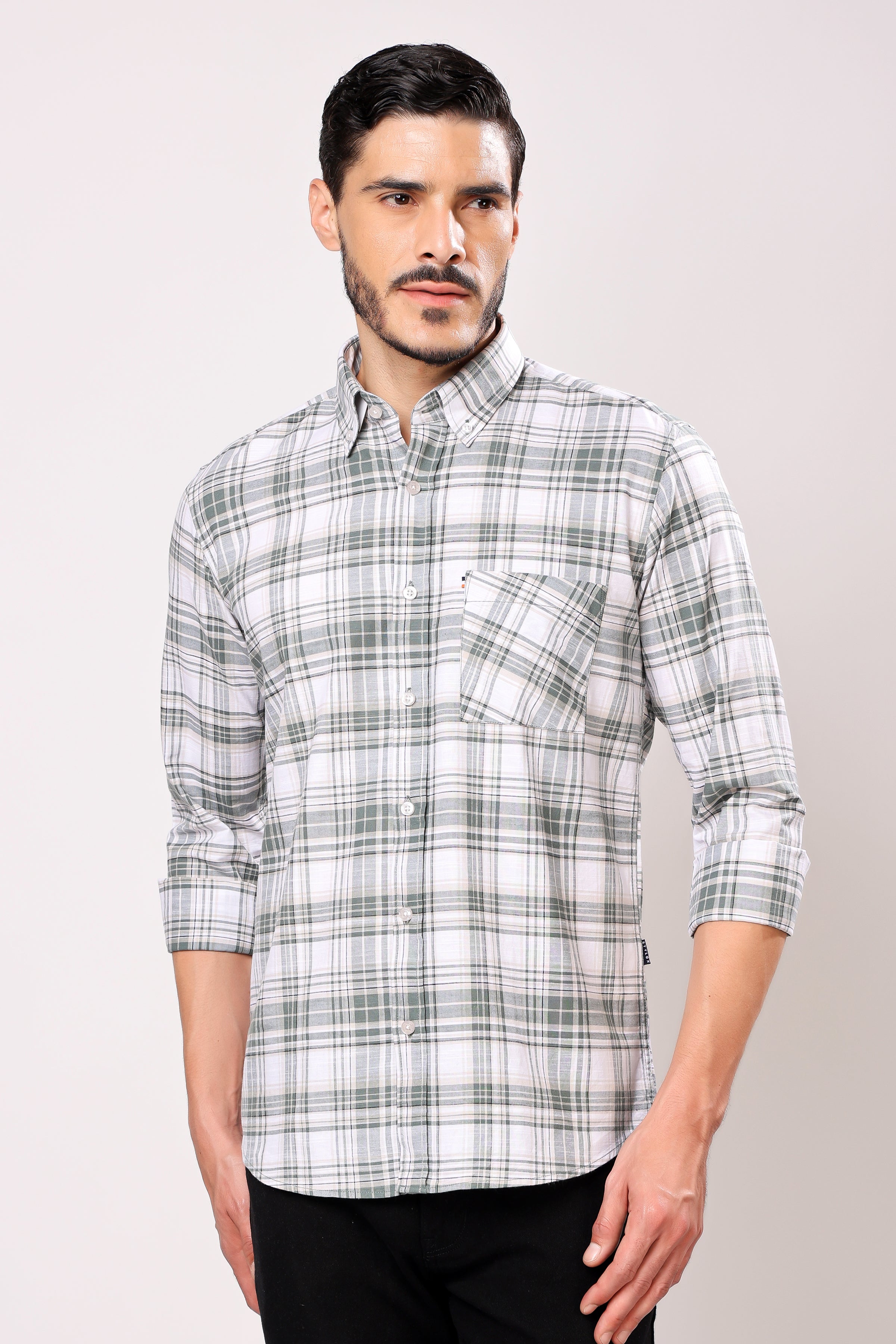 Stylox Men's Regular Fit Full Sleeve Casual Check Shirt - Stylox