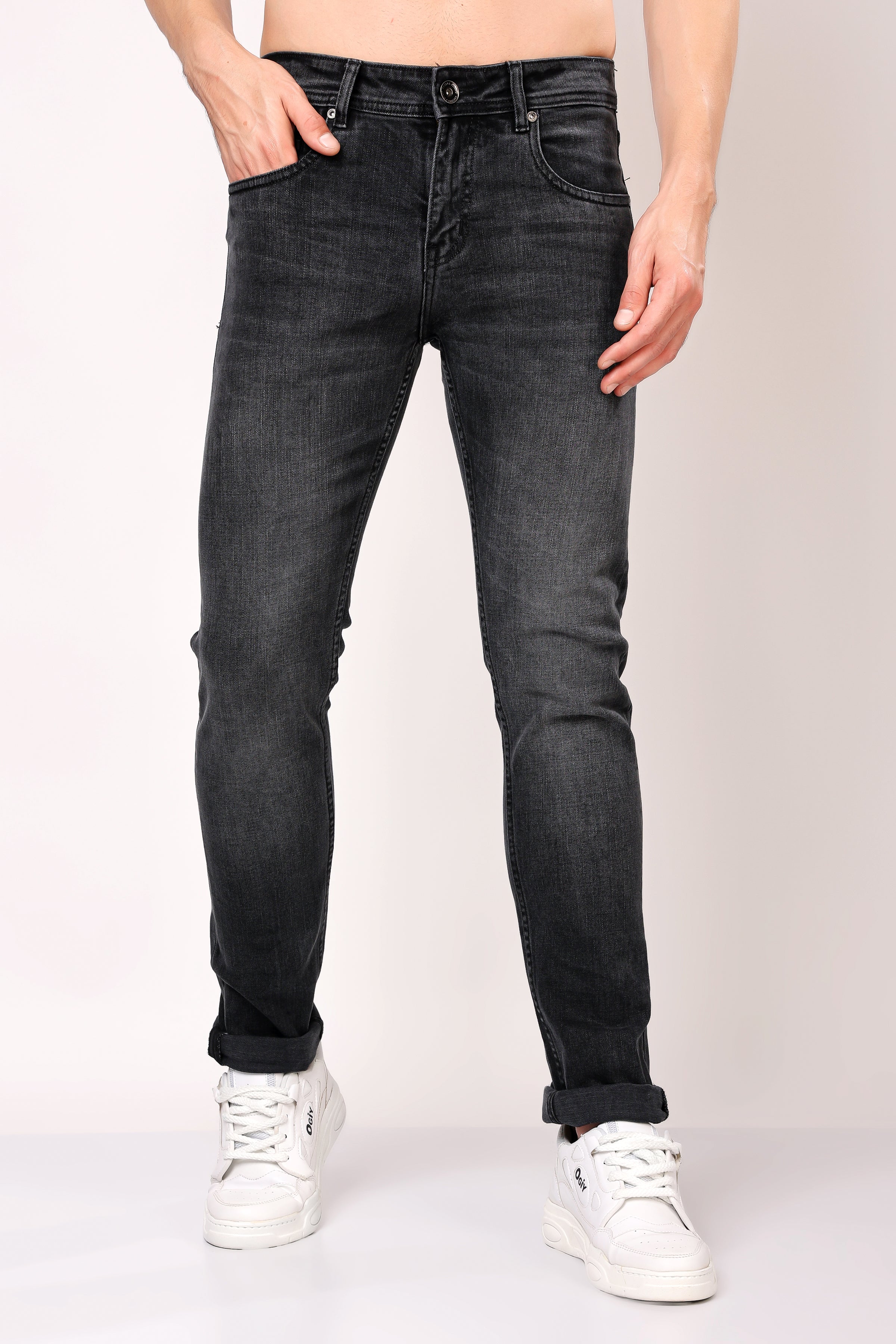 Stylox Men’s Slim Fit Denim Jeans - Dark Grey, Mid Dark Grey , Steal Grey & Mid Steal Grey