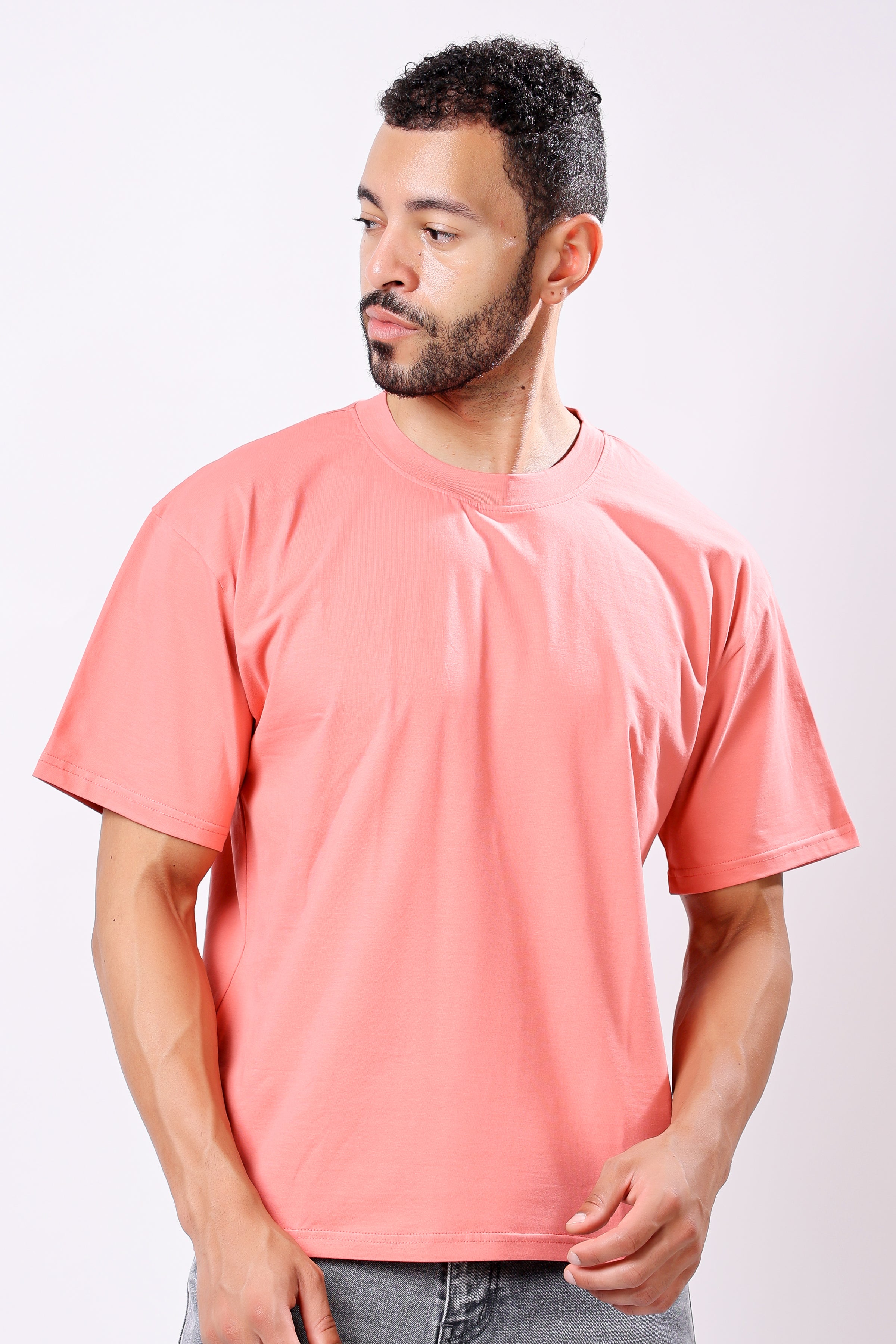 Stylox Men’s Drop Shoulder Round Neck Solid T-Shirt – Oversized Fit, Trendy & Comfortable Casual Wear - Stylox