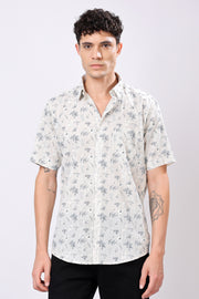STYLOX HALF SLEEVE FLOWER LEAF PRINT CASUAL SHIRT