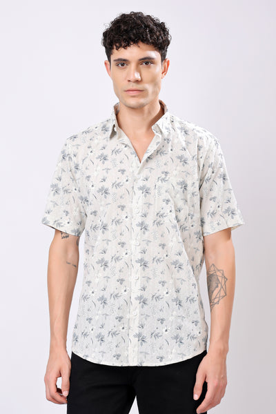 STYLOX HALF SLEEVE FLOWER LEAF PRINT CASUAL SHIRT