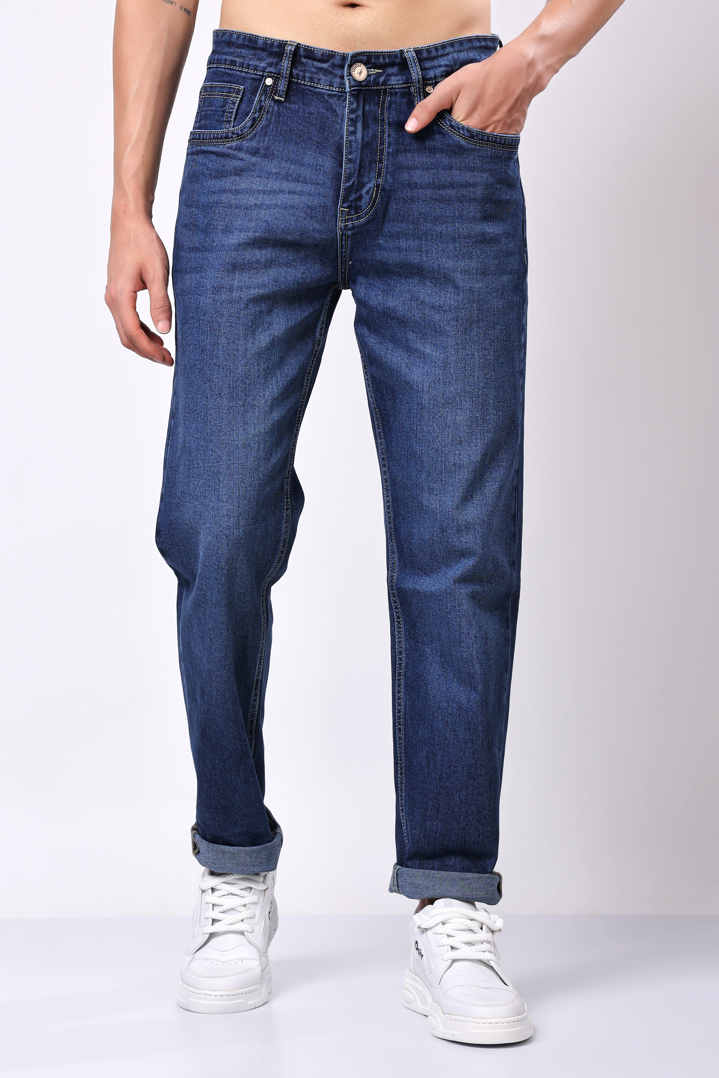 Stylox Men's Relaxed Fit Washed Jeans