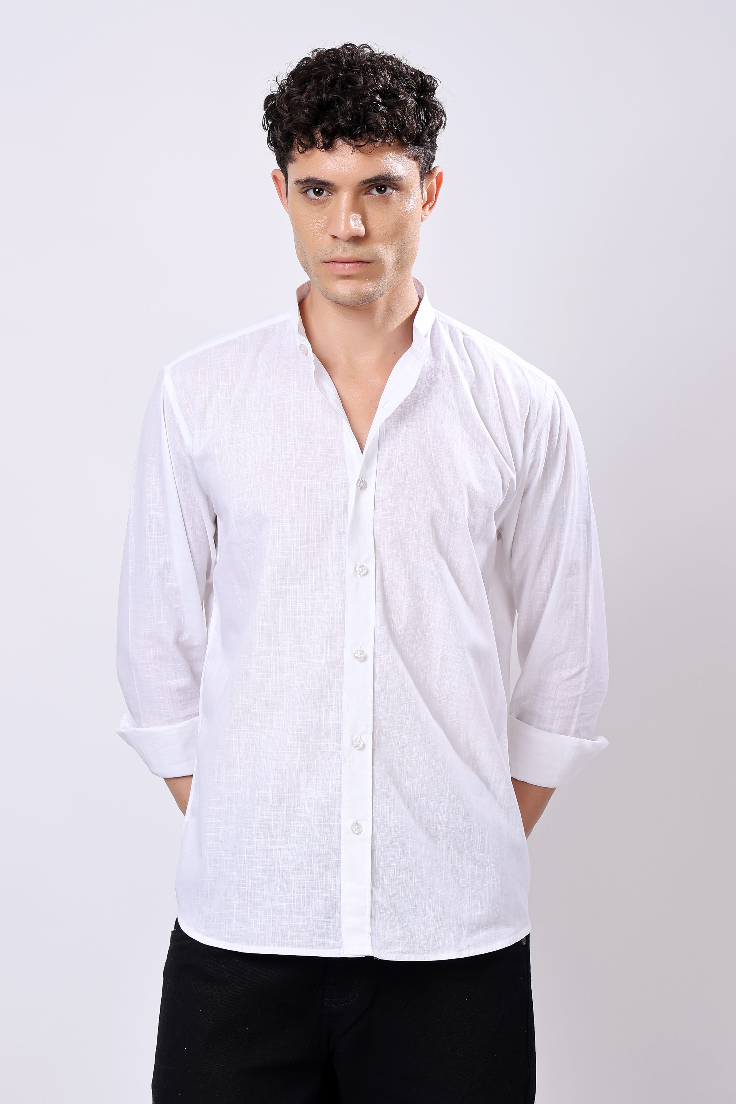 Stylox Regular Fit Full Sleeve Solid Casual White Shirt For Men