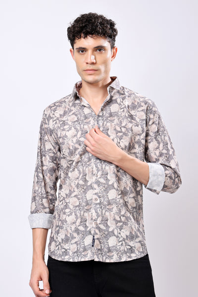 STYLOX Leaf Print Casual Full Sleeve Shirt