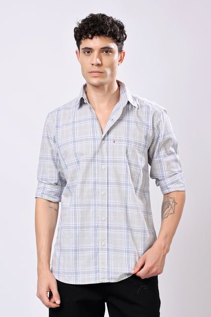 Stylox Olive Green Check Shirt For Men
